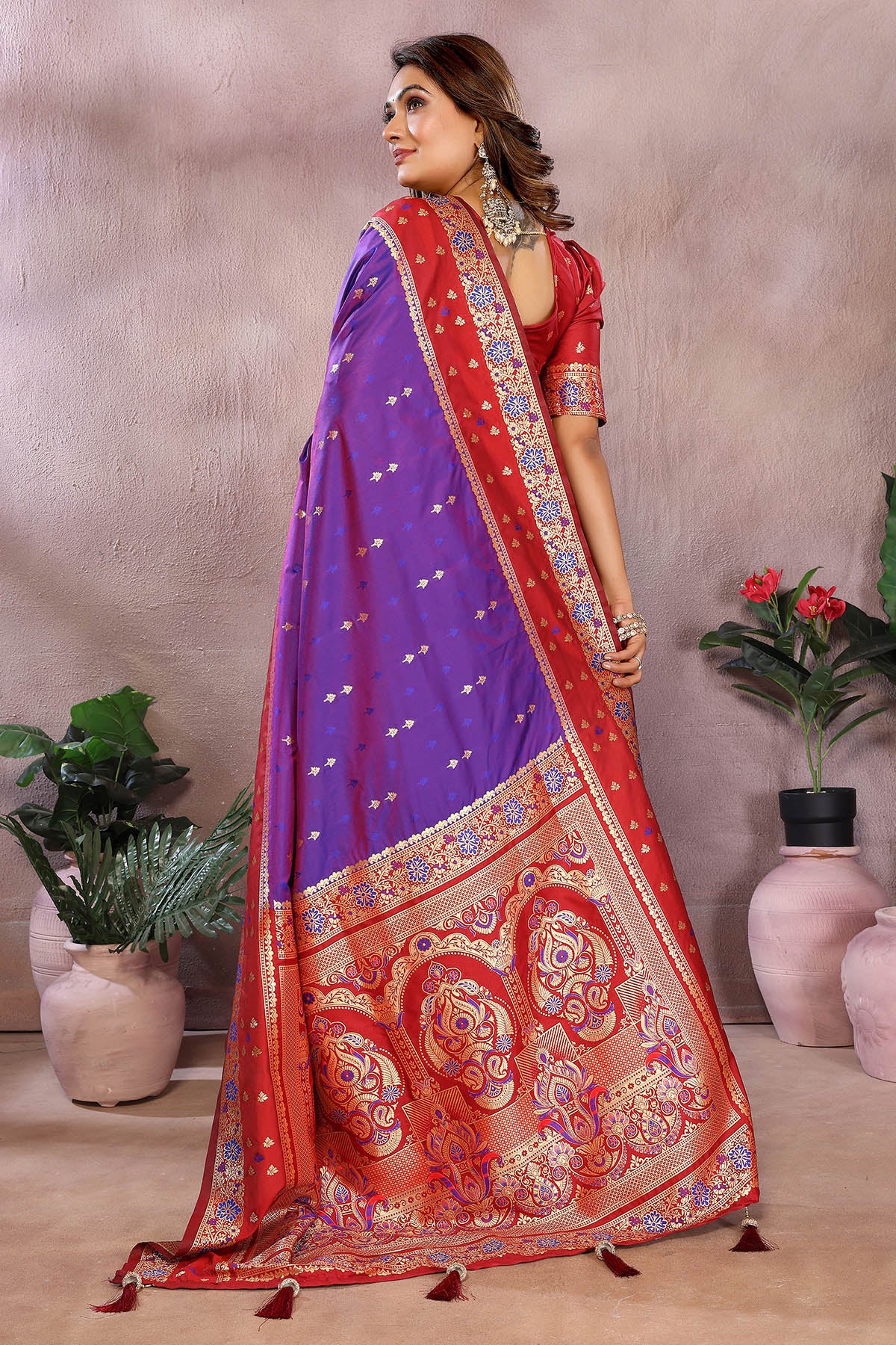 Purple Kalamkari Woven Saree