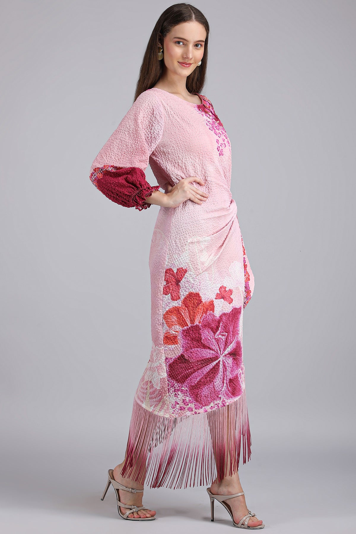 Purple Lycra Asymmetric Dress