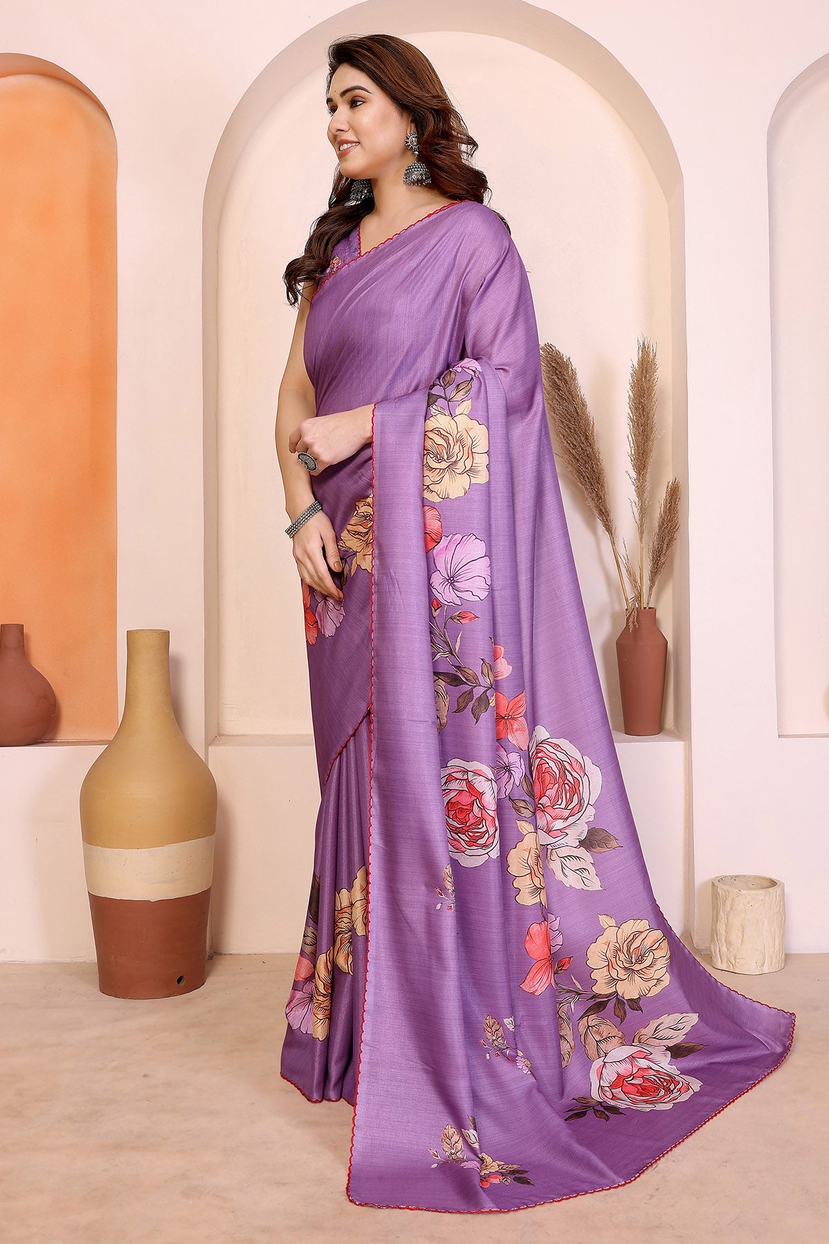 Purple Manipuri Arka Work Saree