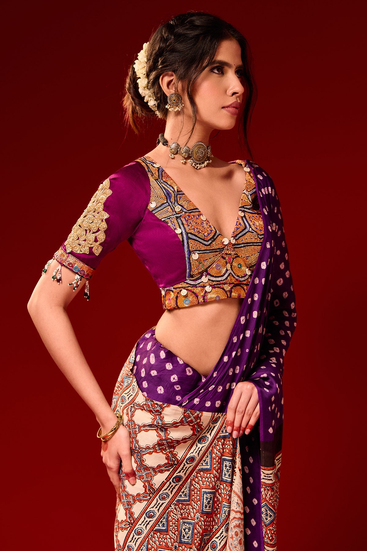 Purple Marodi Saree & Blouse