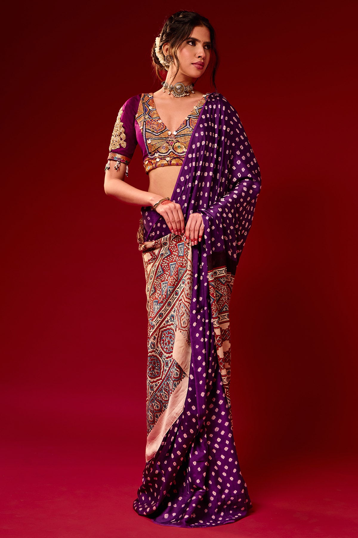 Purple Marodi Saree & Blouse