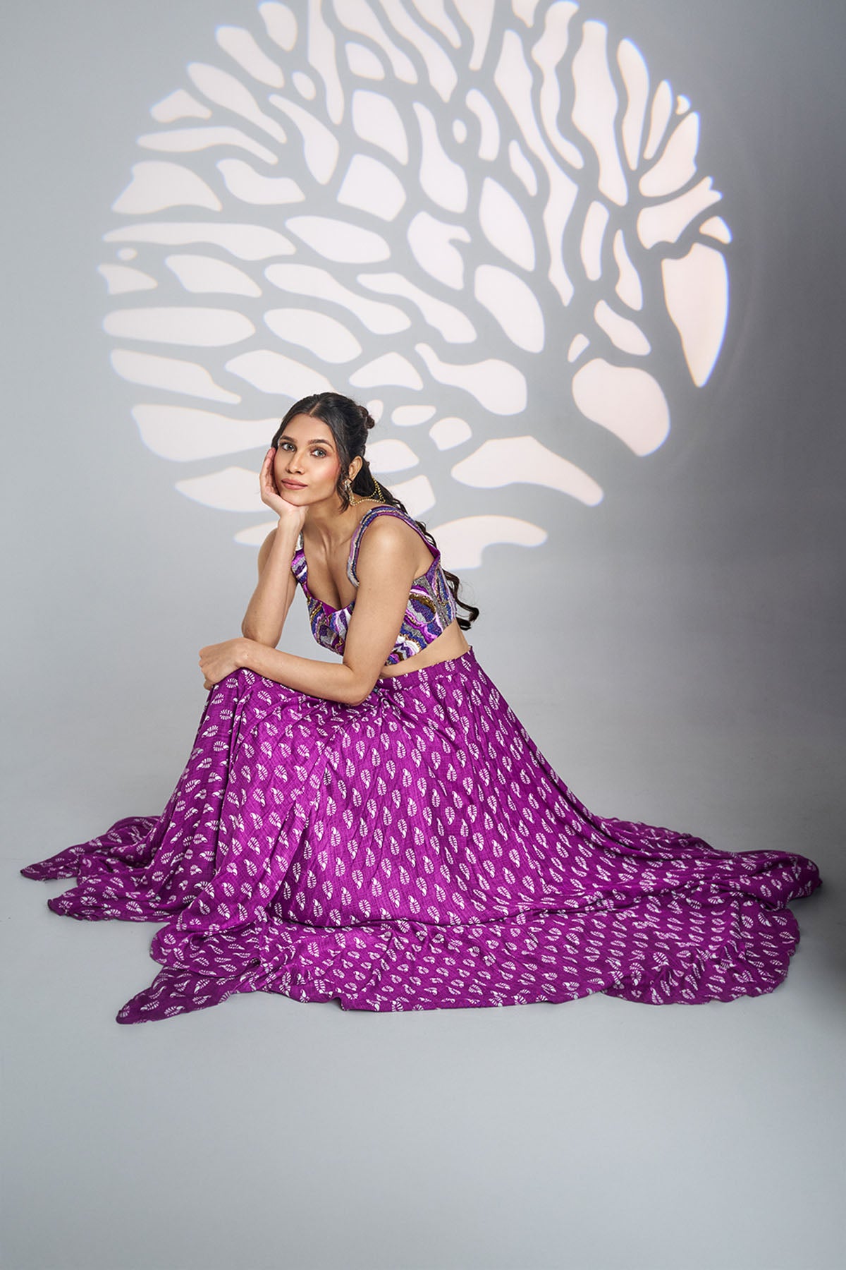 Purple Moti Sequins Lehenga Set