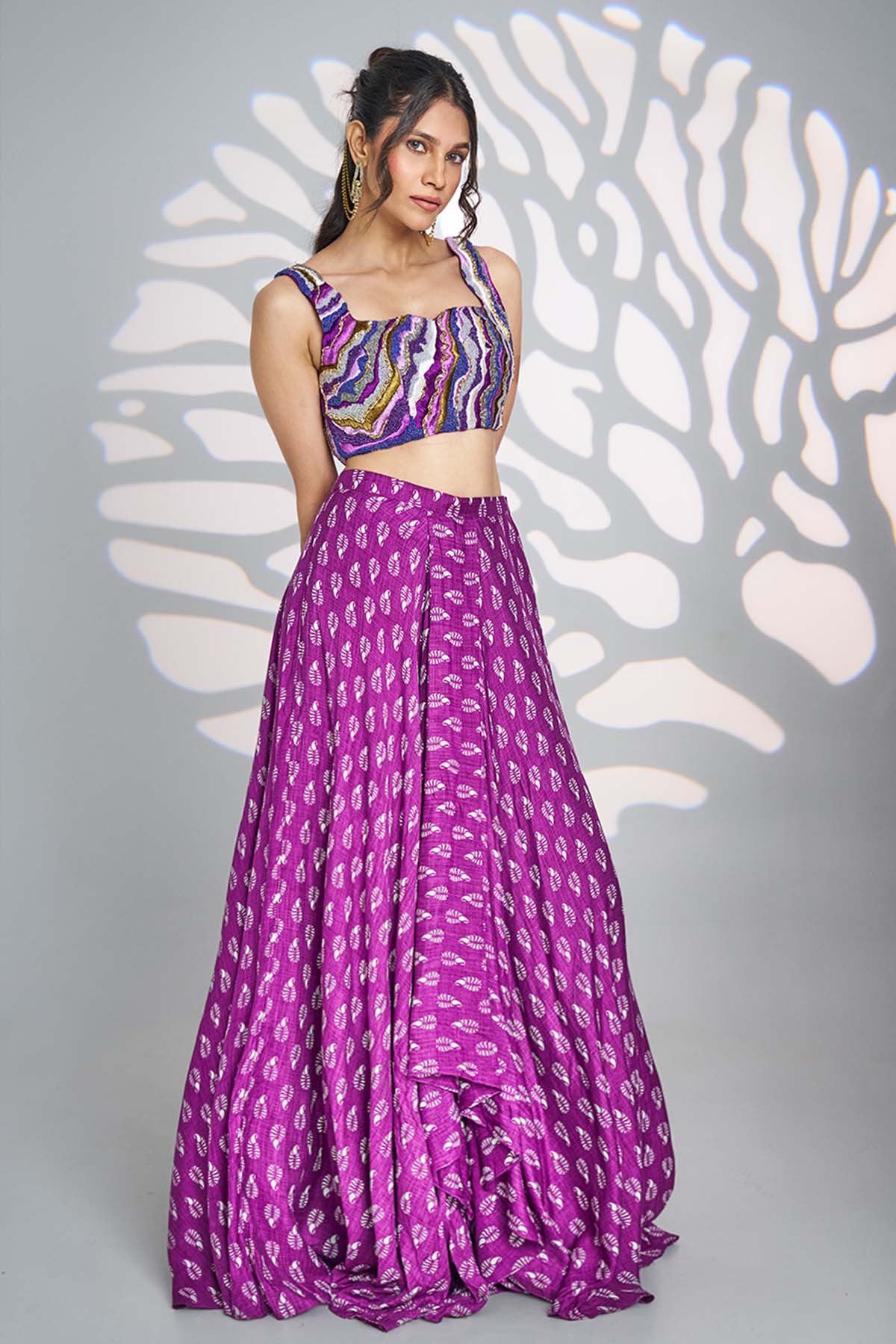 Purple Moti Sequins Lehenga Set