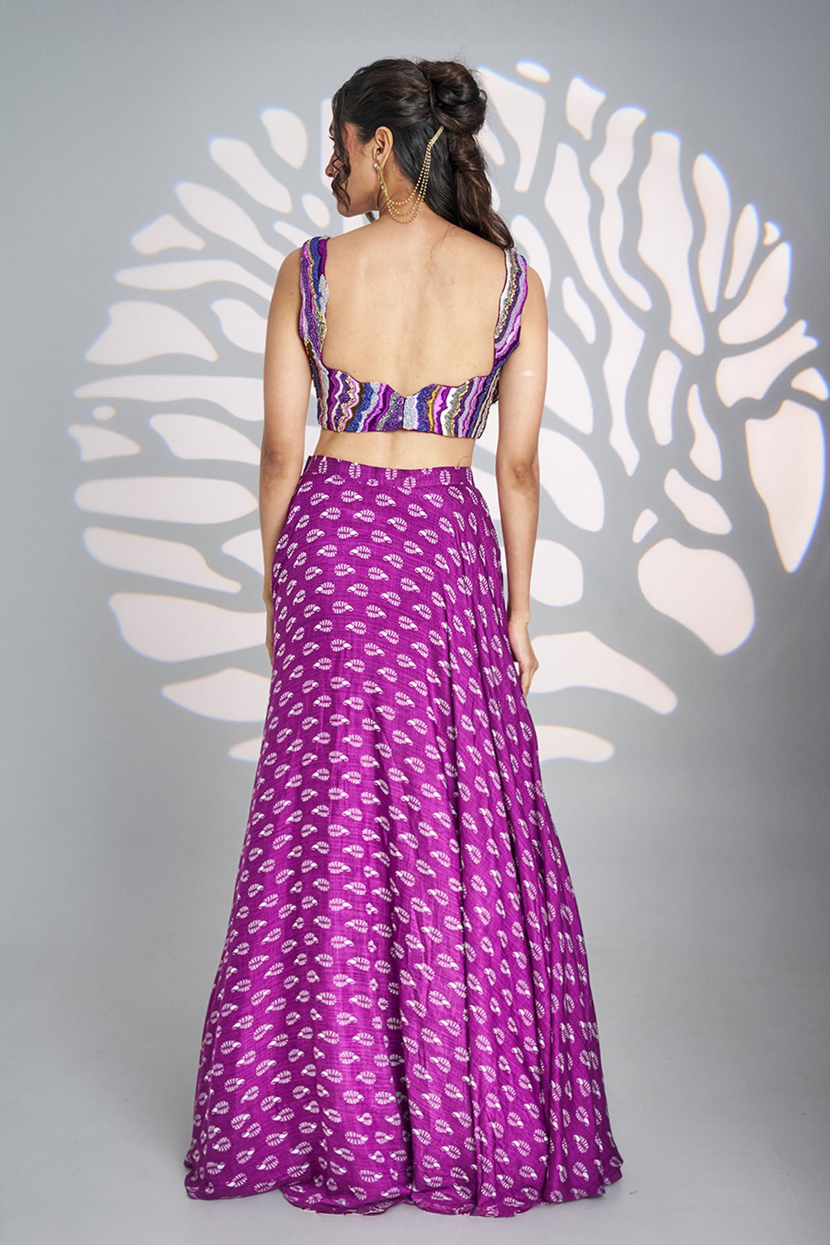 Purple Moti Sequins Lehenga Set