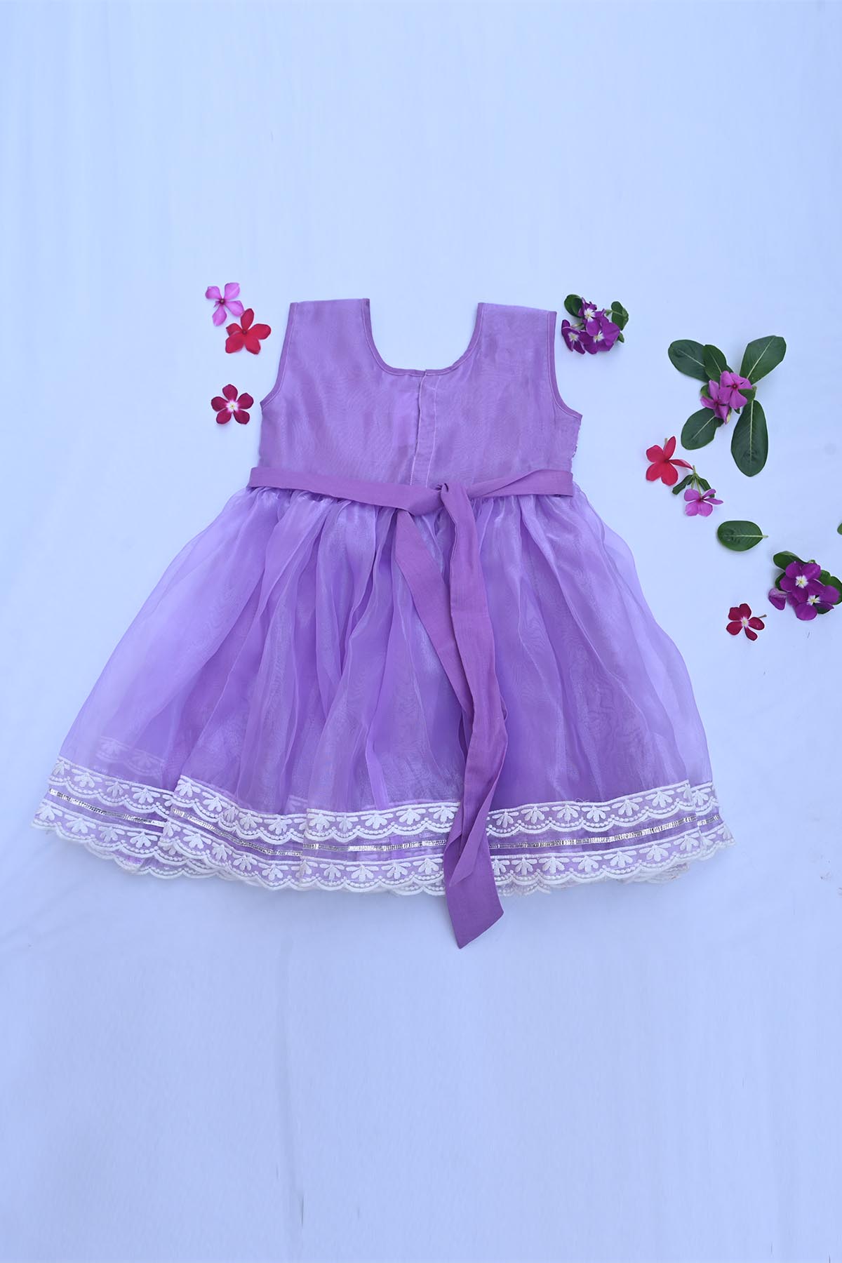 Purple Net Square Neck Dress