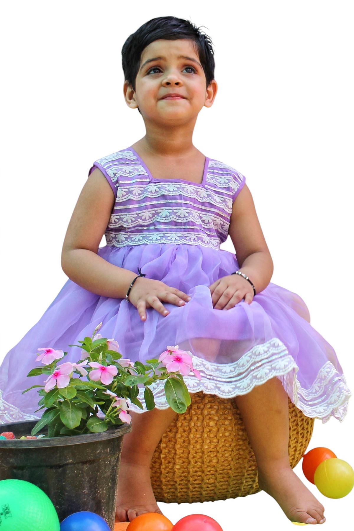 Purple Net Square Neck Dress