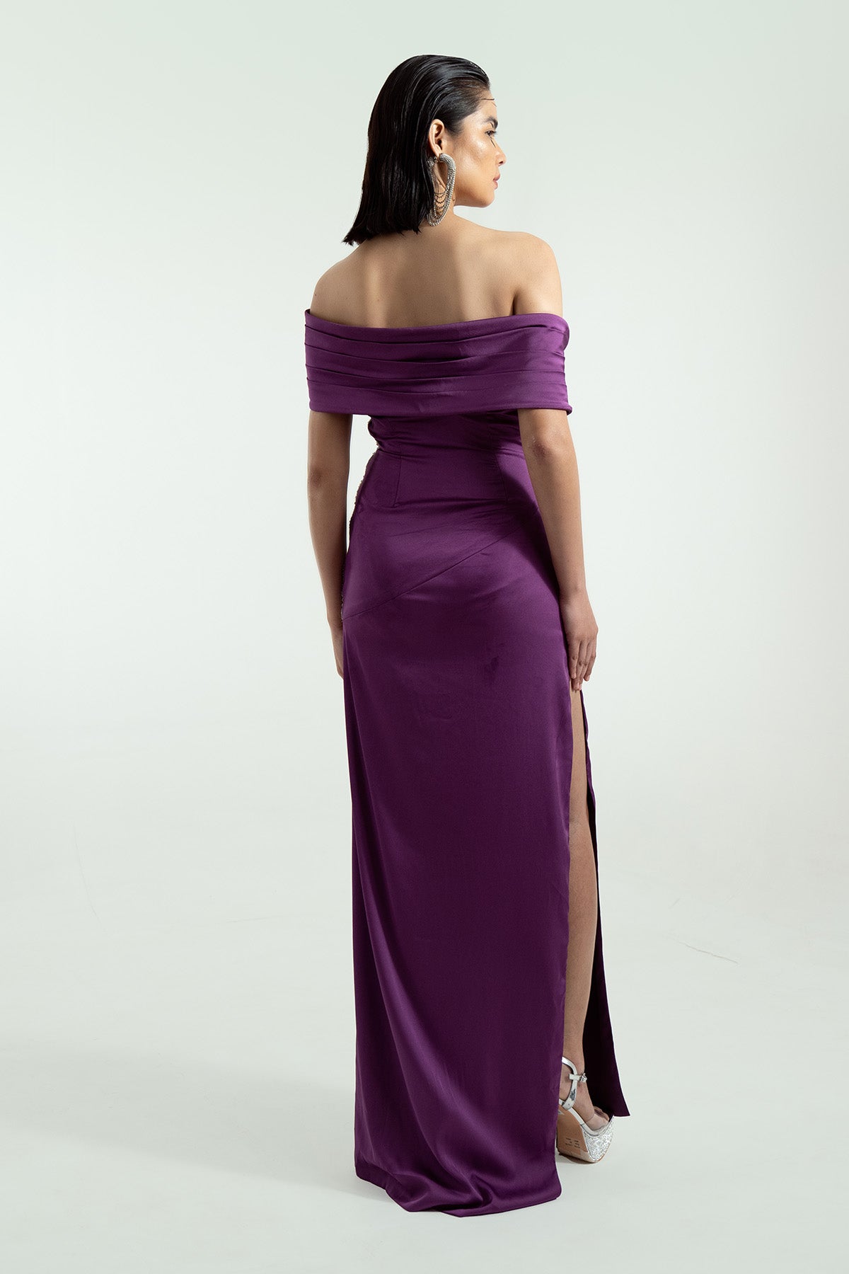 Purple Off Shoulder Maxi Dress