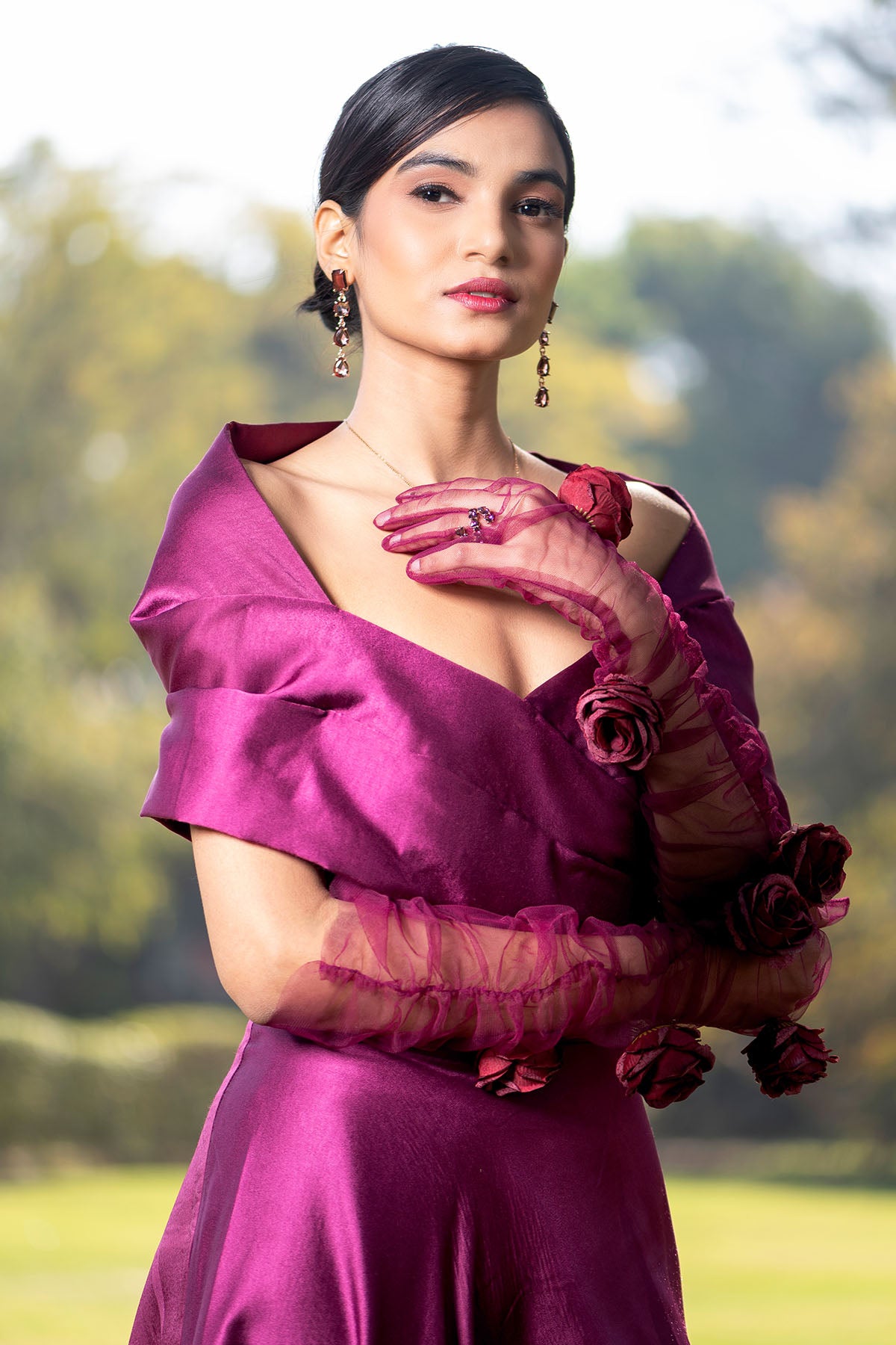 Purple Off Shoulder Midi Dress