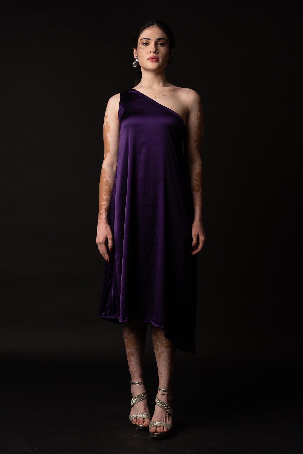 Purple One Shoulder Dress & Cape