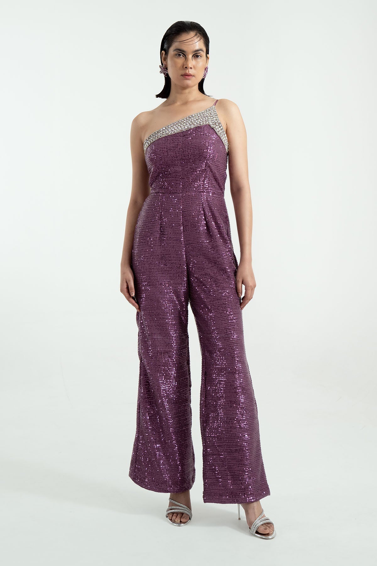 Buy Designer Purple One Shoulder Jumpsuit Online