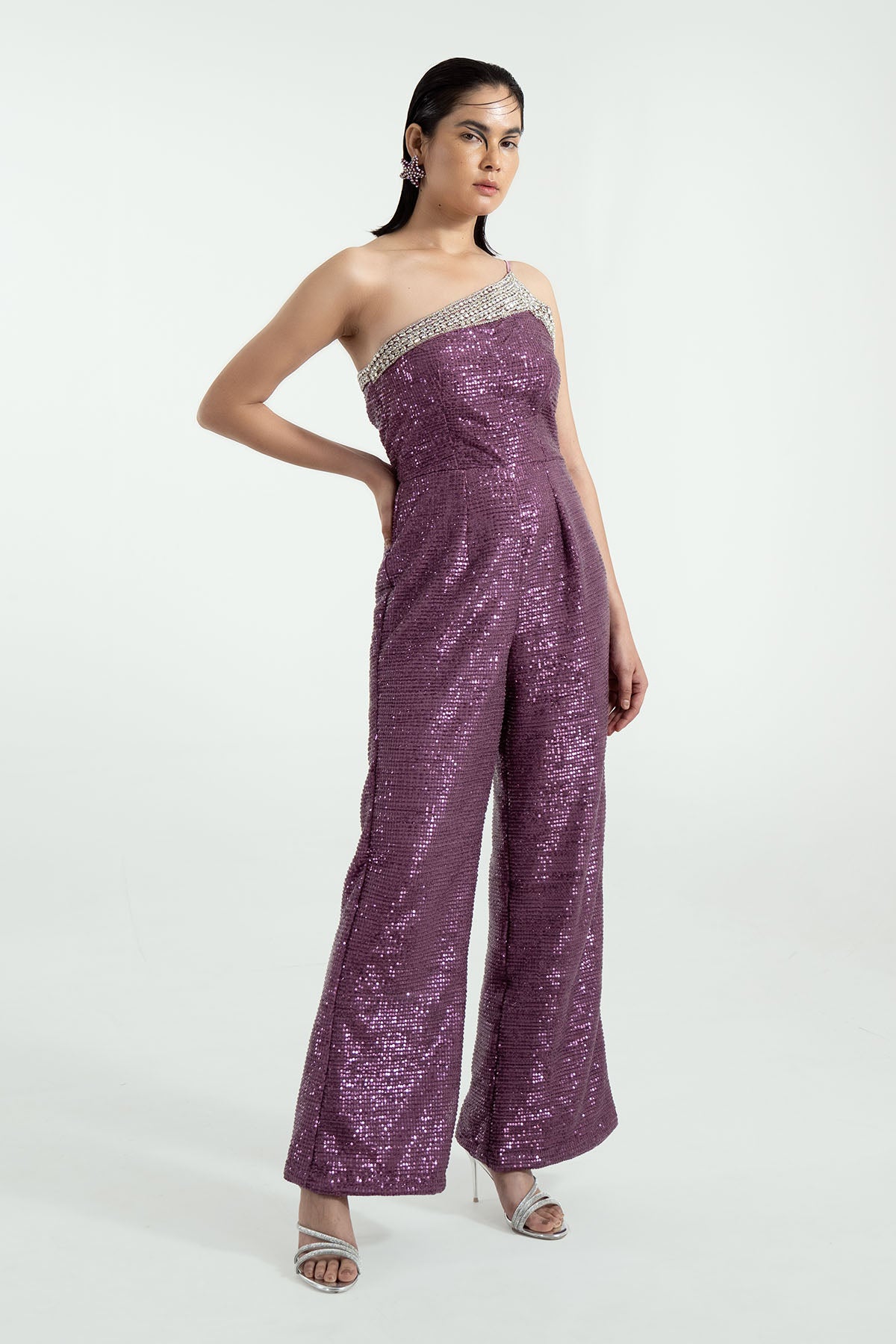 Purple One Shoulder Jumpsuit