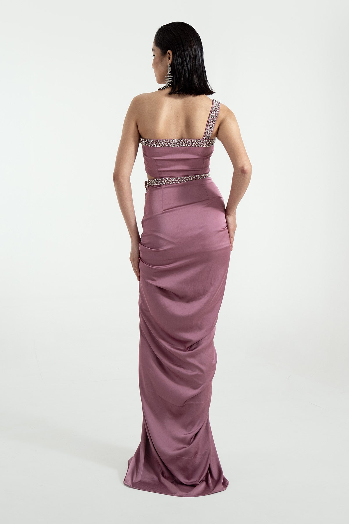 Purple One Shoulder Skirt Set