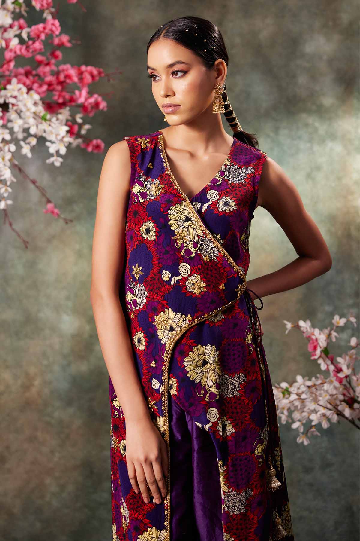 Purple Overlap Kurta & Pants