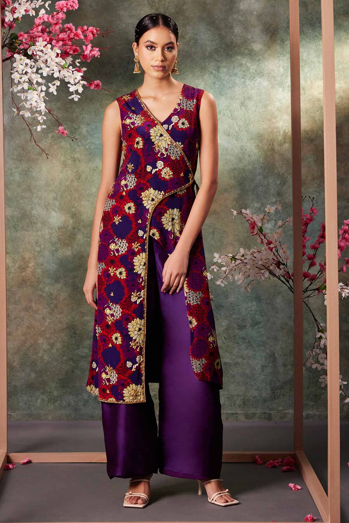 Buy Purple Overlap Kurta & Pants by Mehak Murpana for women online at ScrollnShops