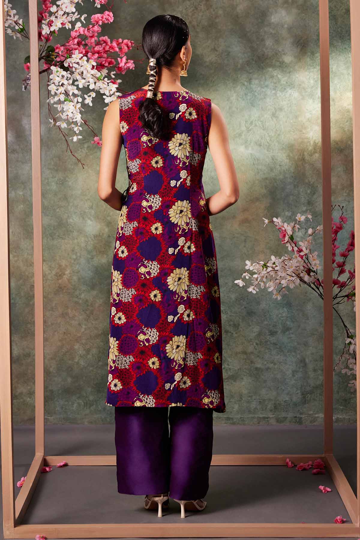 Purple Overlap Kurta & Pants