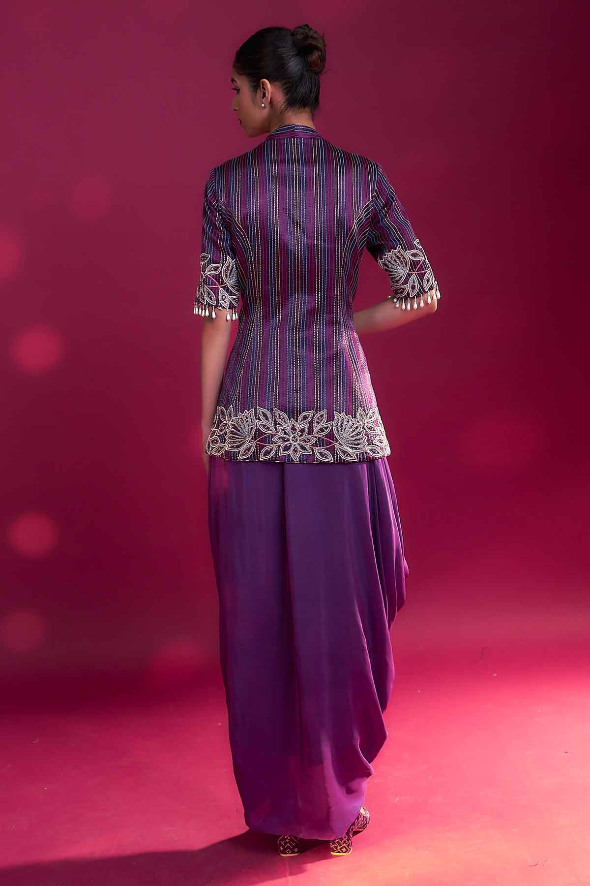 Purple Patchwork Jacket & Dhoti