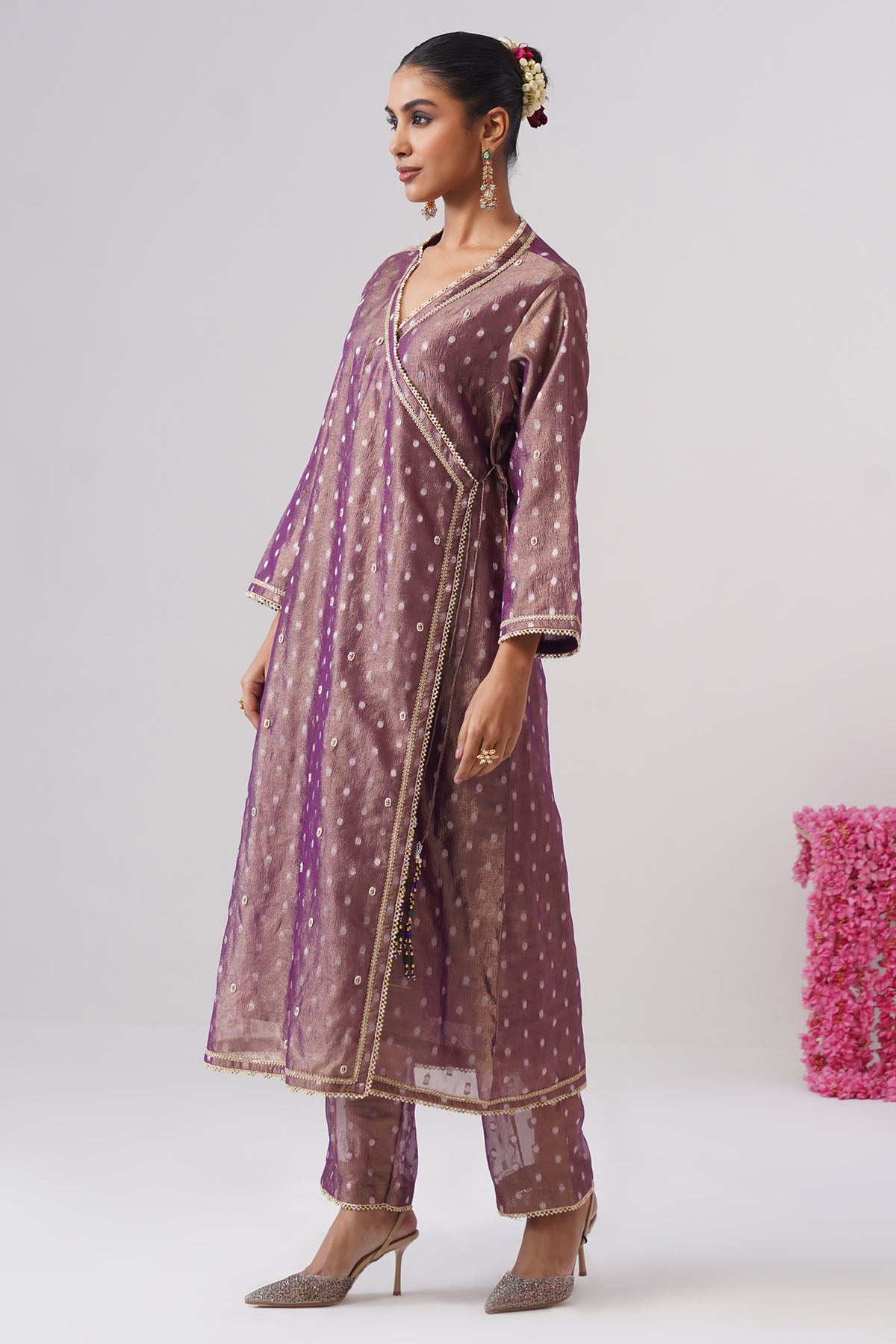 Purple Pearl Zari Kurta & Pants