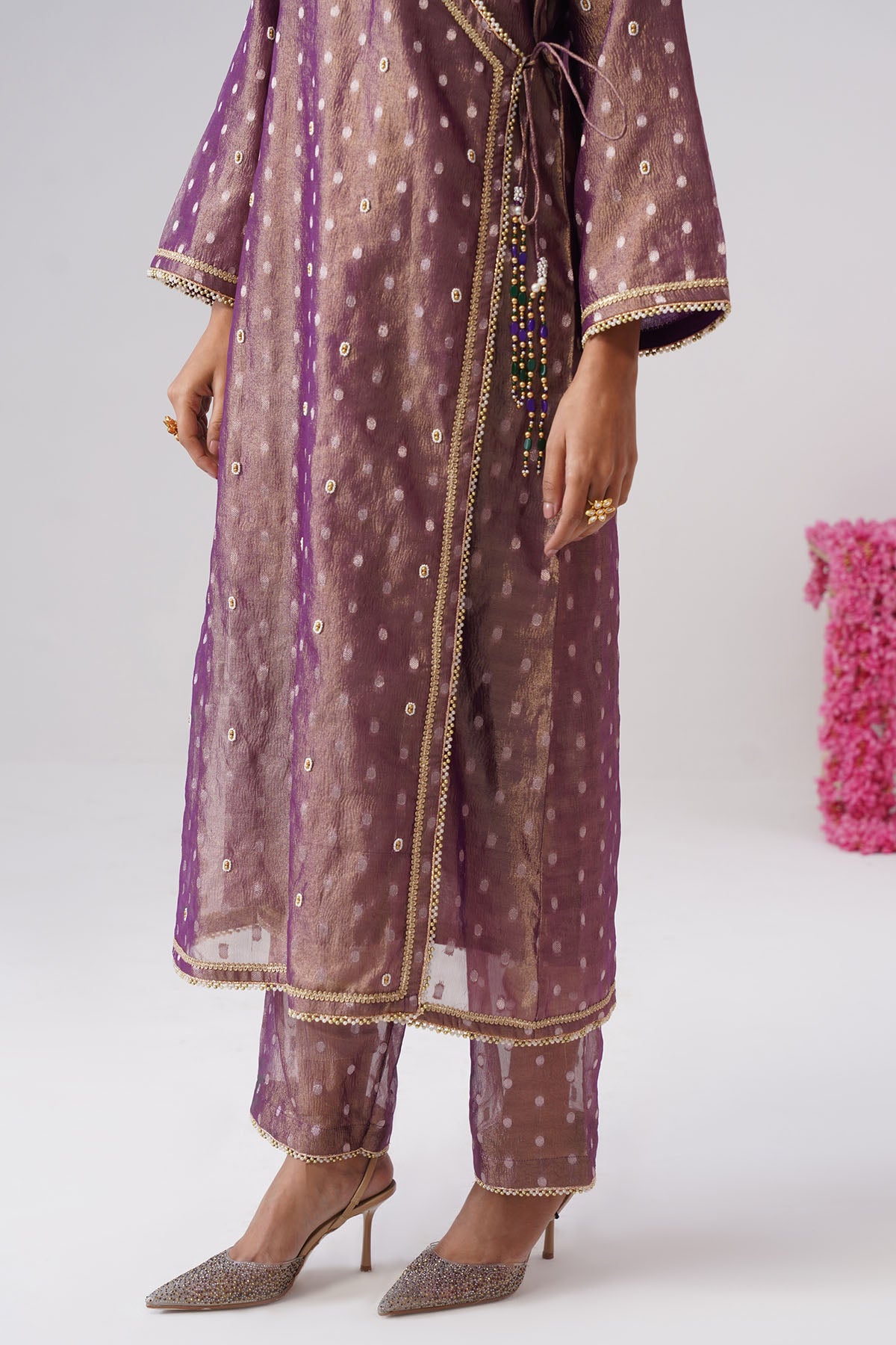 Purple Pearl Zari Kurta & Pants