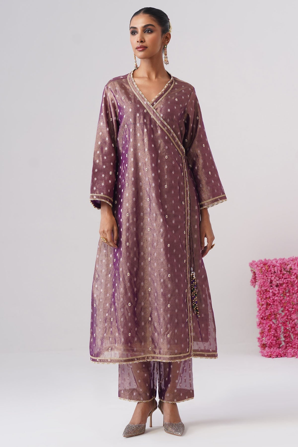 Buy Purple Pearl Zari Kurta & Pants for women by Ugna by Unnati online available at scrollnshops