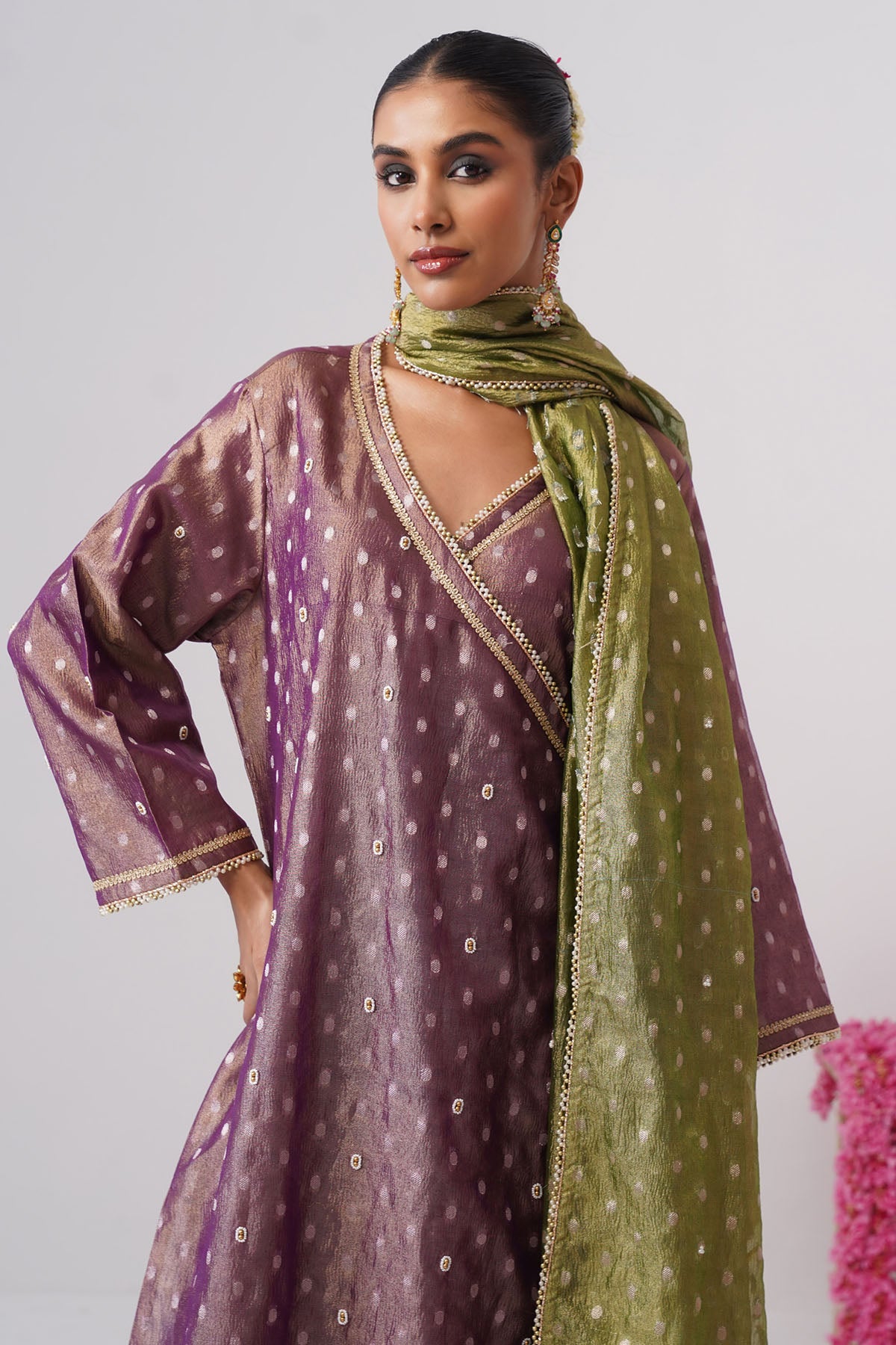 Purple Pearl & Zari Kurta Set