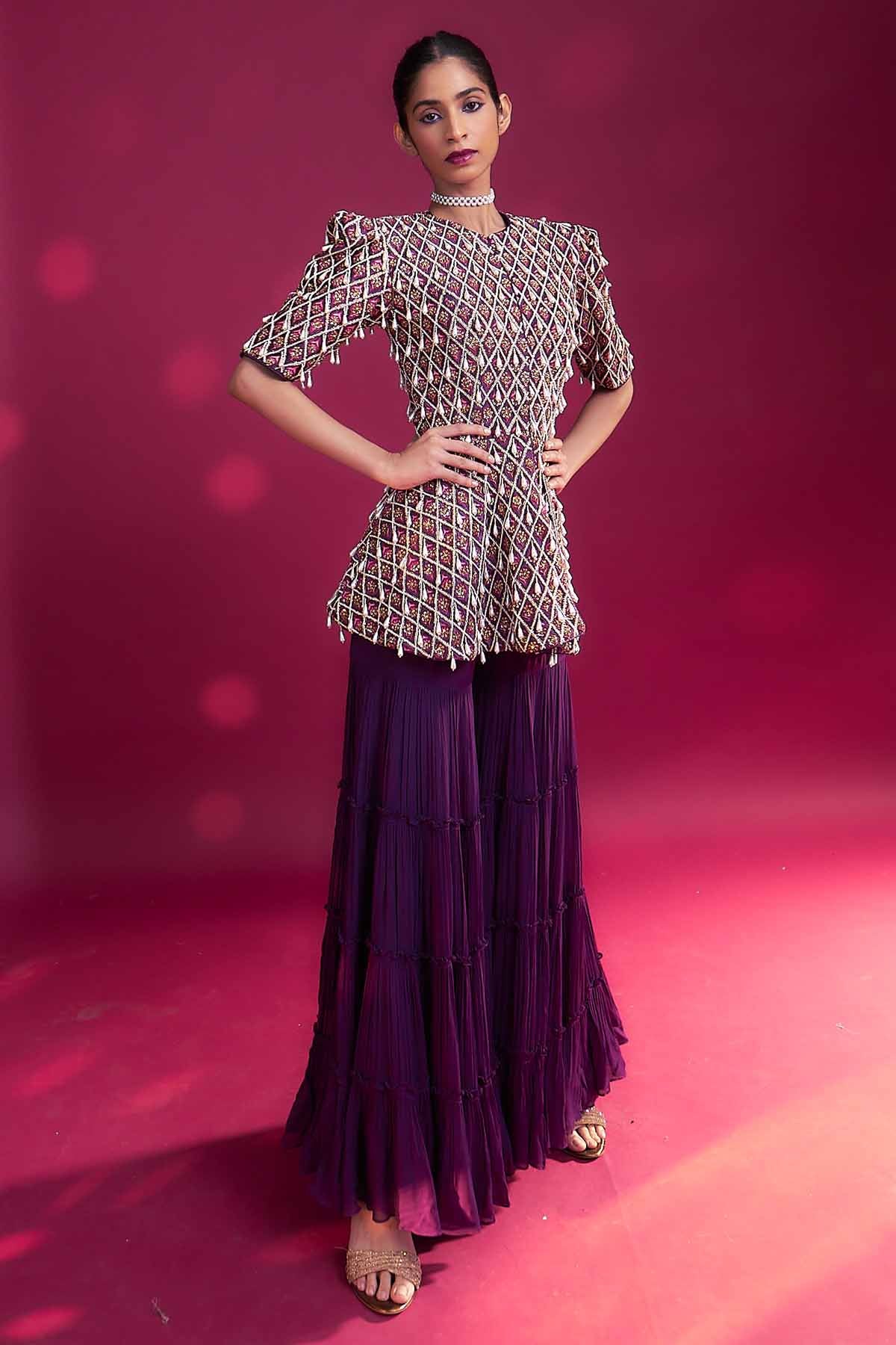 Purple Peplum Top & Sharara