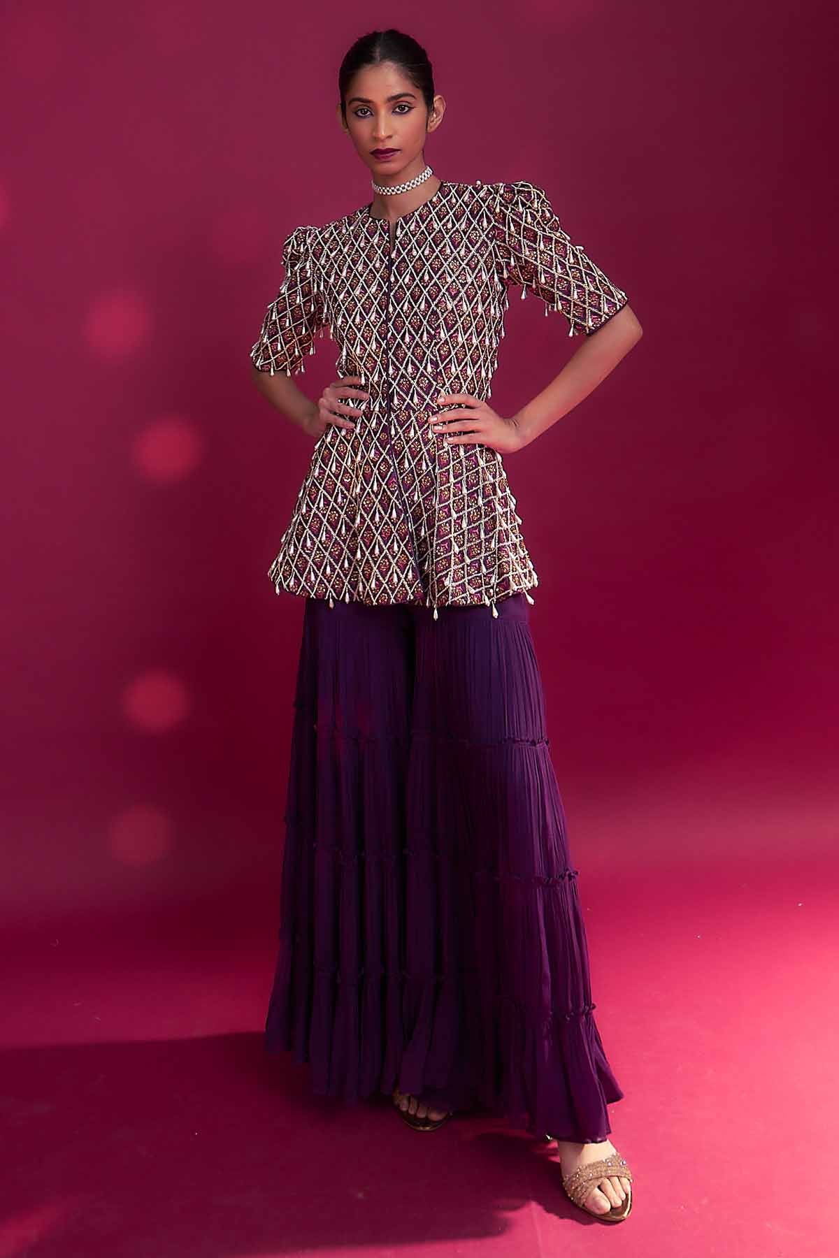 Purple Peplum Top & Sharara