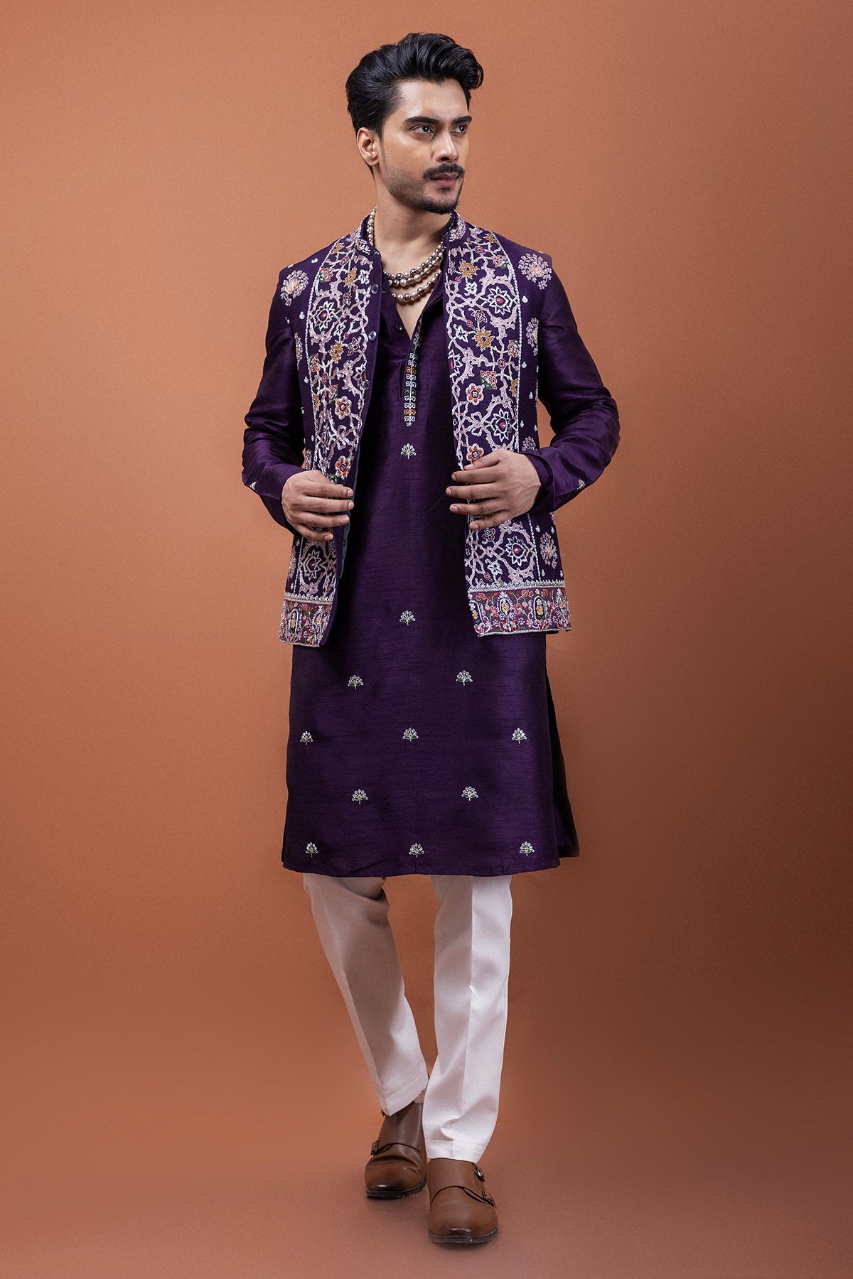 Purple Pittah Detailing Kurta