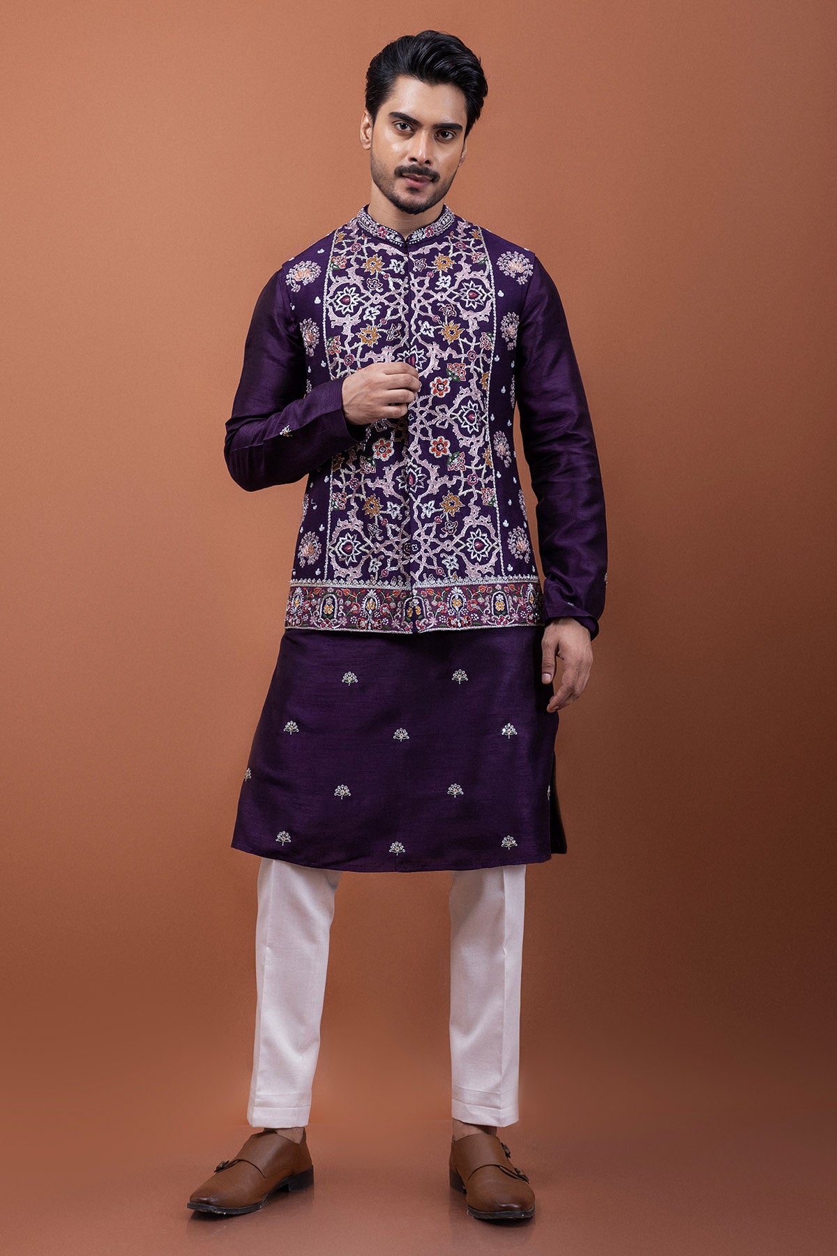 Purple Pittah Detailing Kurta