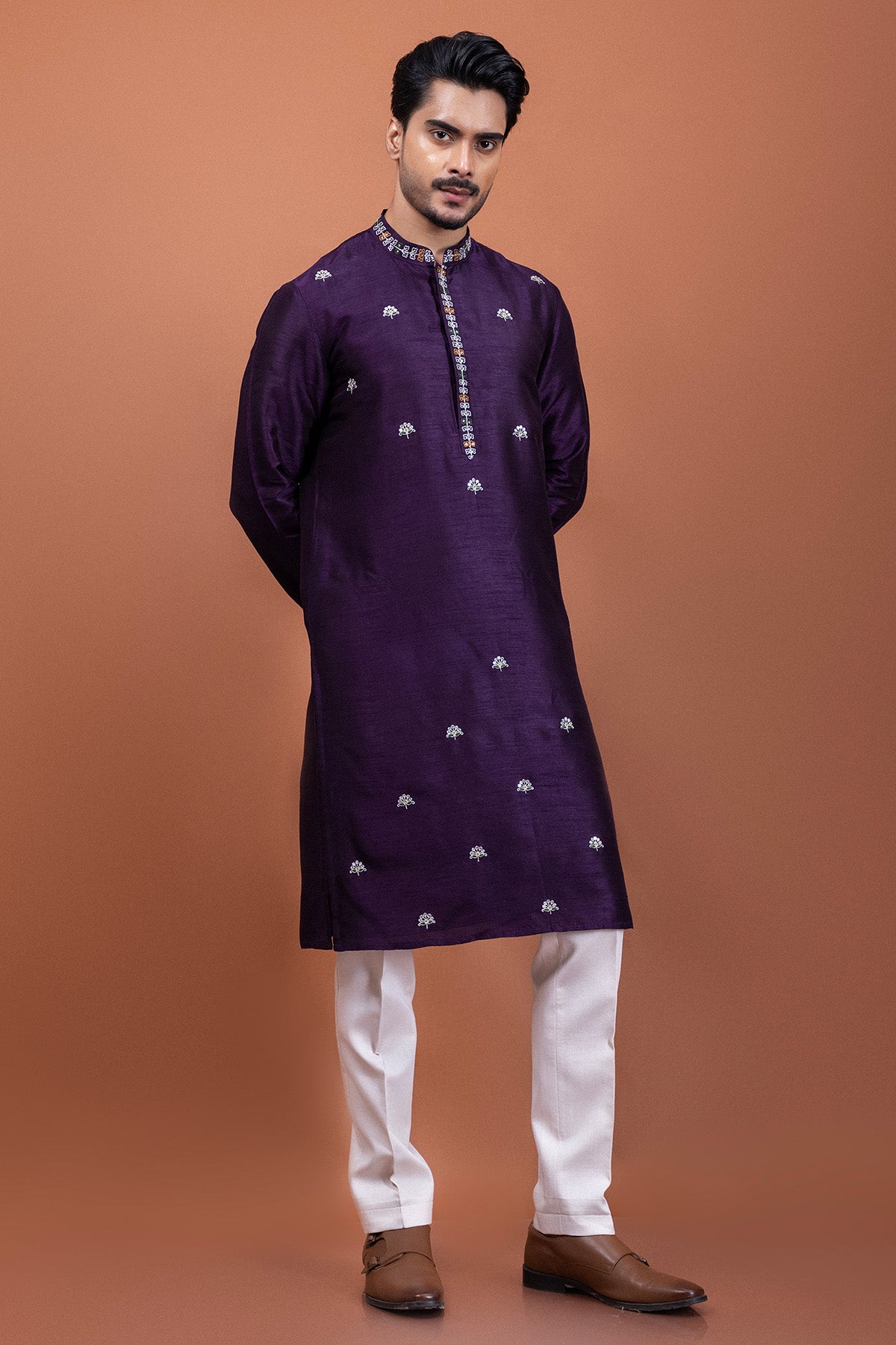 Purple Pittah Detailing Kurta