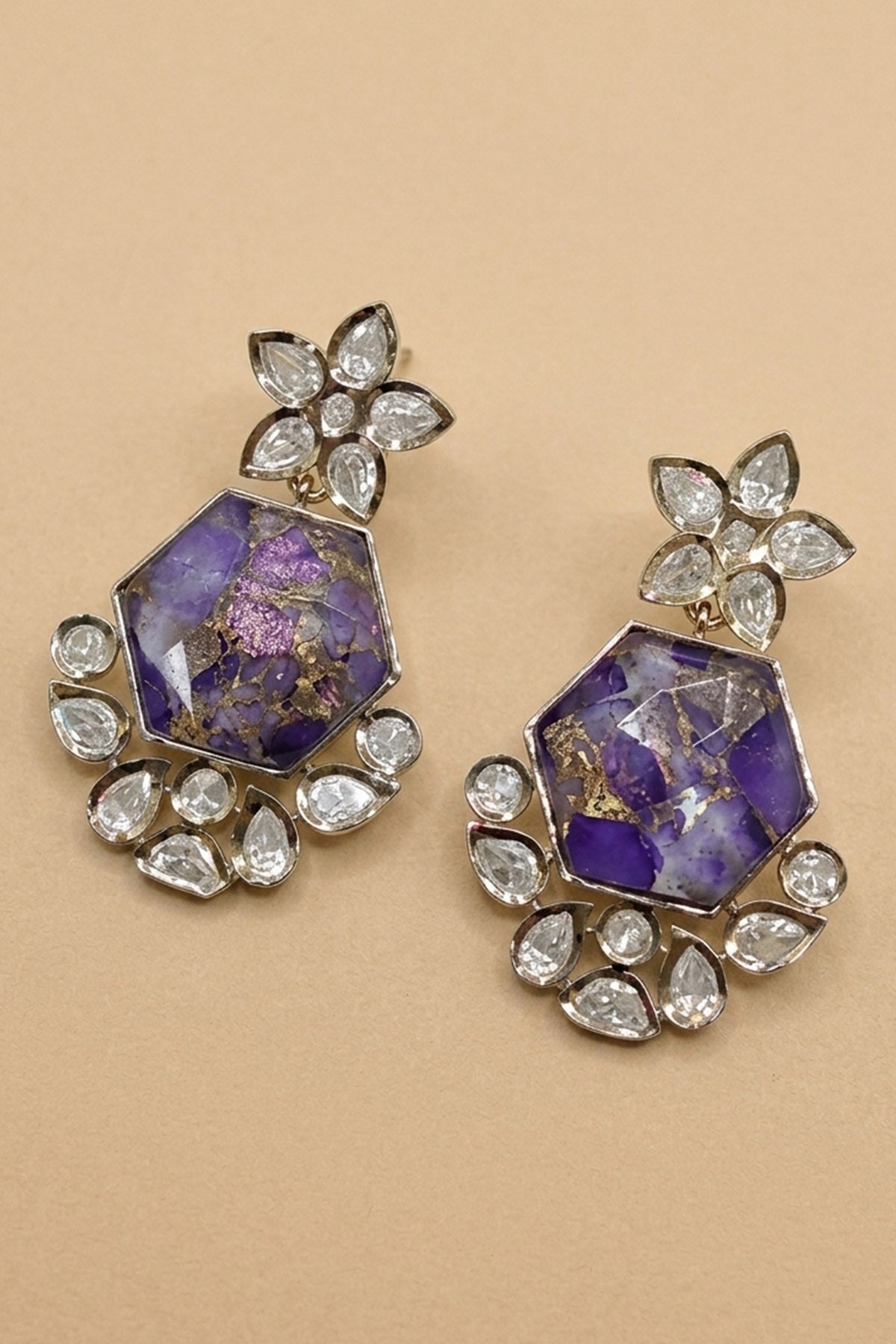 Purple Polki Dangler Earring