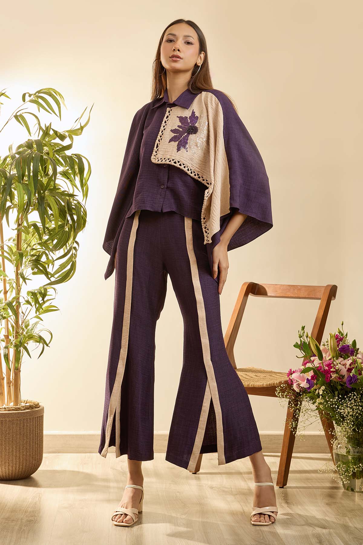 Buy Purple Poncho Top & Slit Pants by Babita Malkhani for women online at ScrollnShops