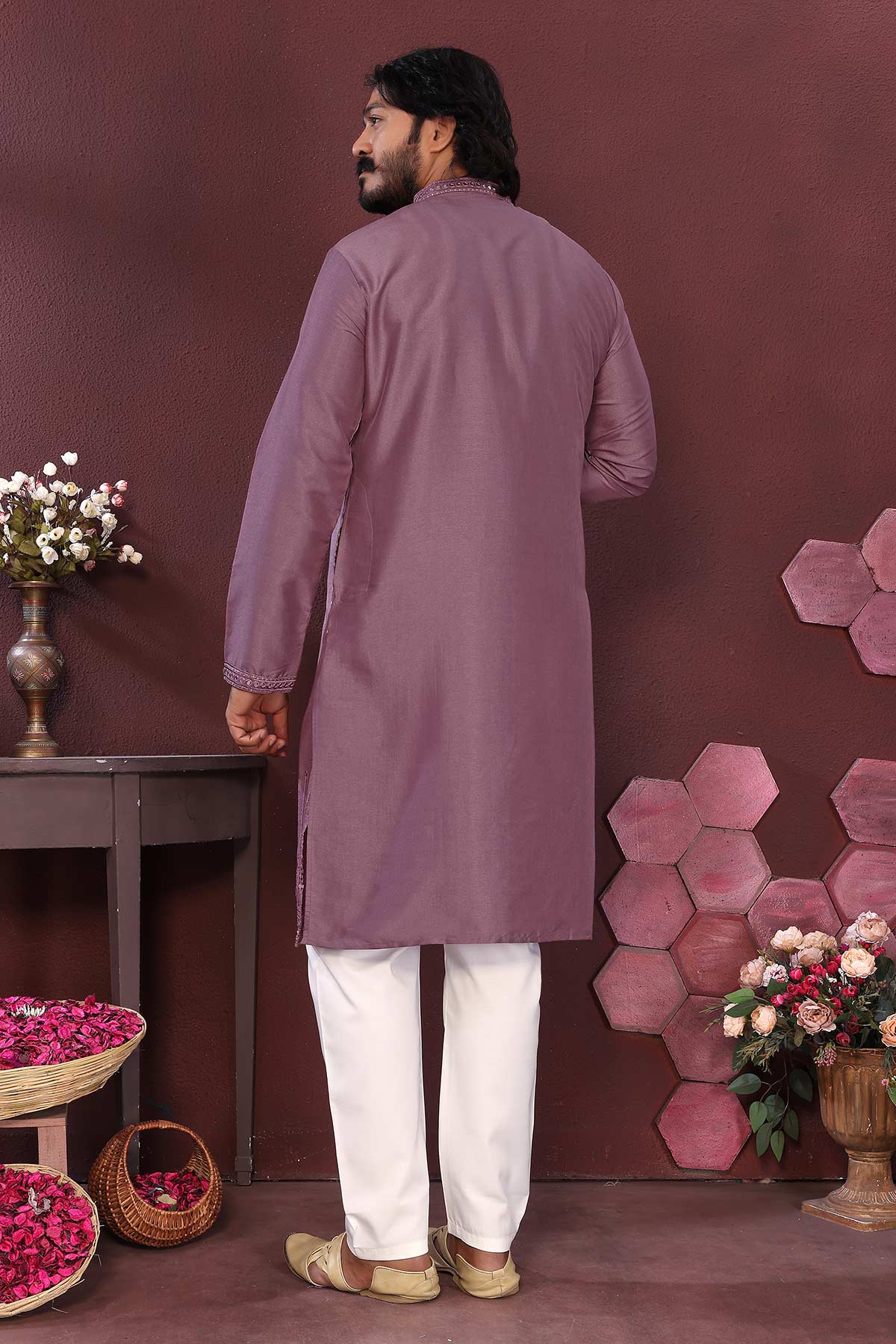 Purple Premium Silk Kurta Set