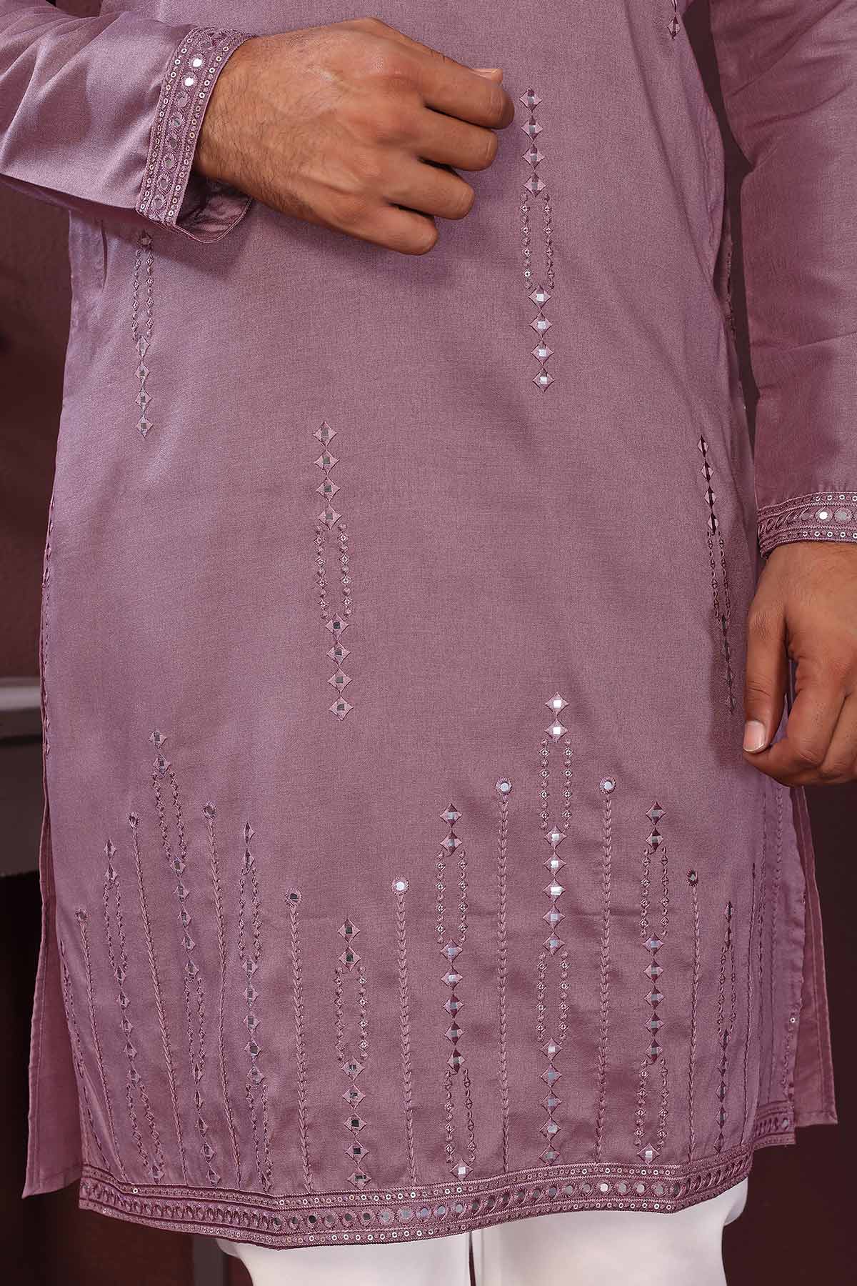 Purple Premium Silk Kurta Set