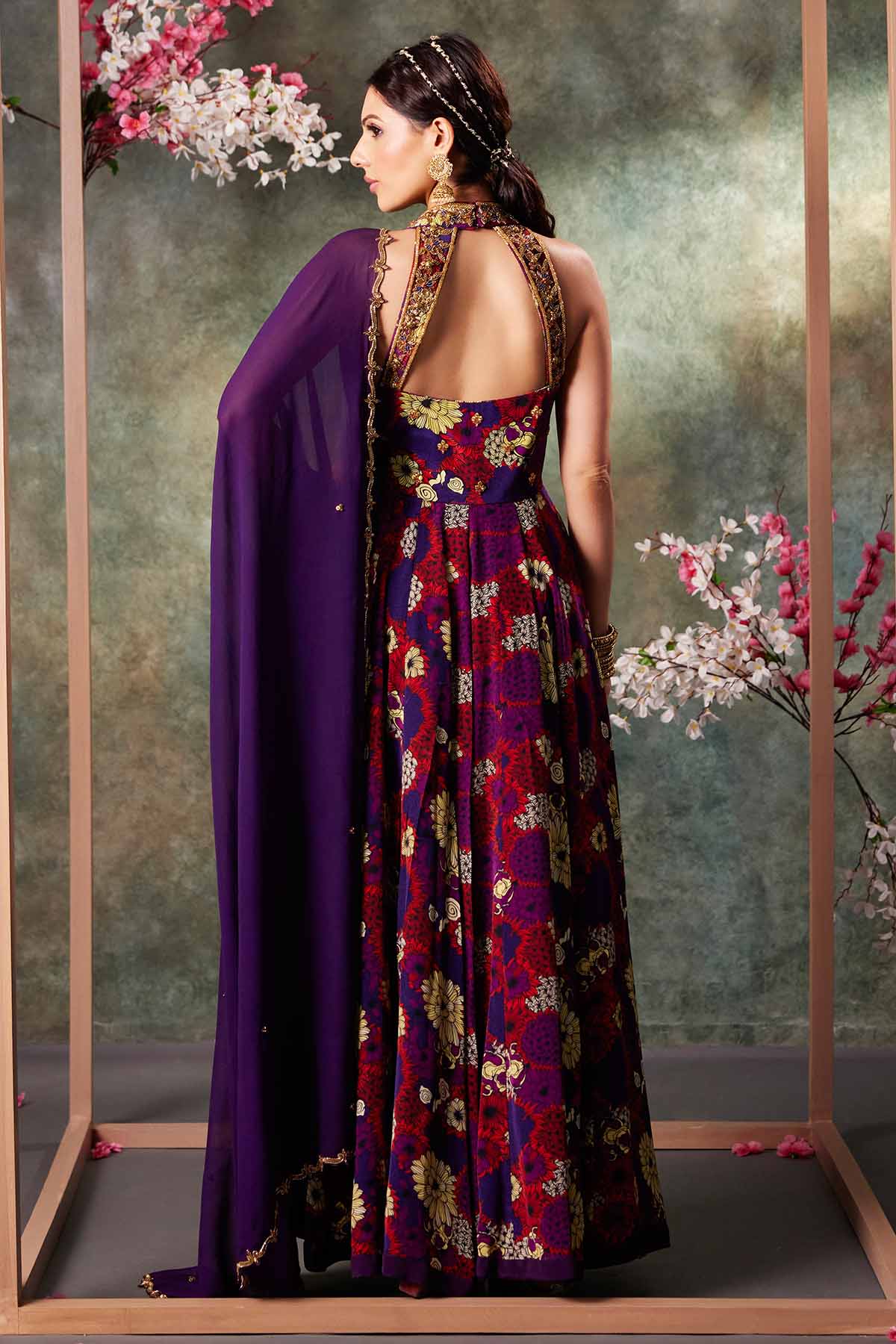 Purple Print Anarkali & Dupatta