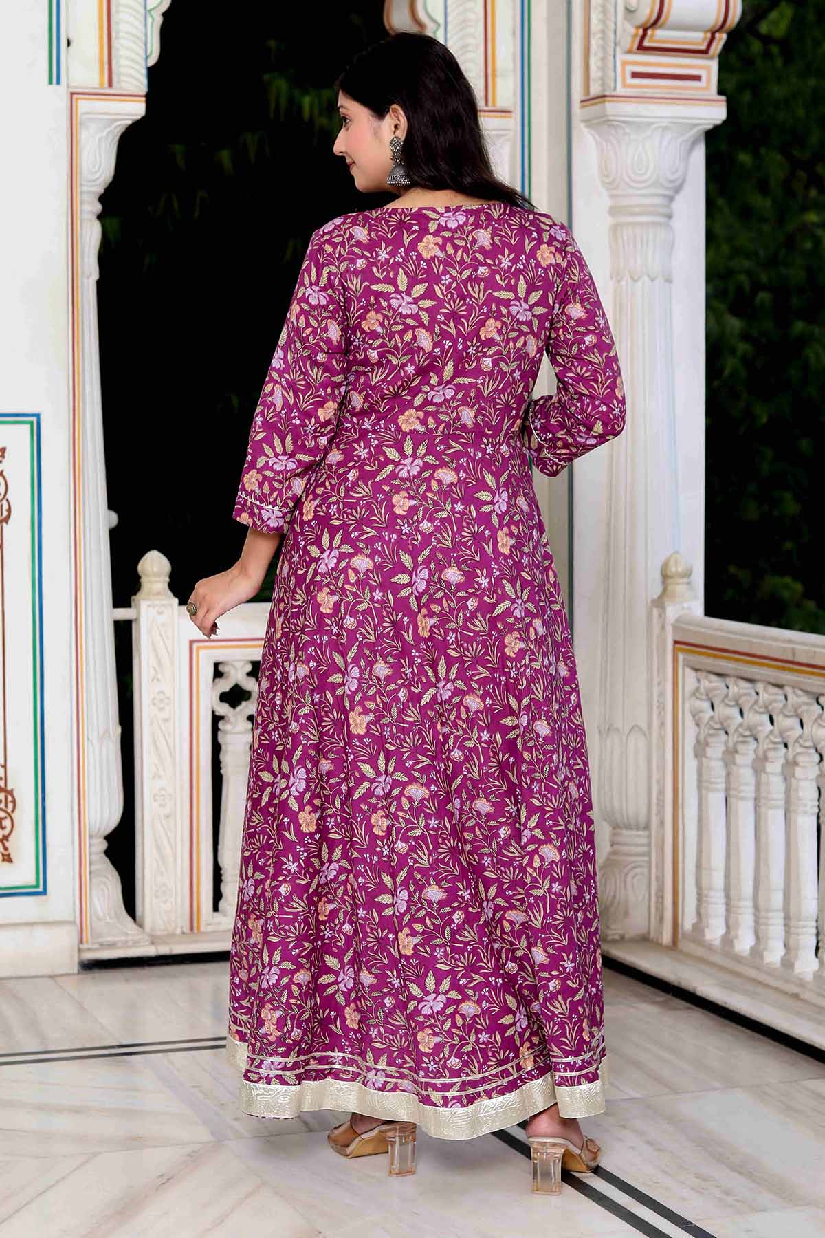 Purple Printed Anarkali Kurta