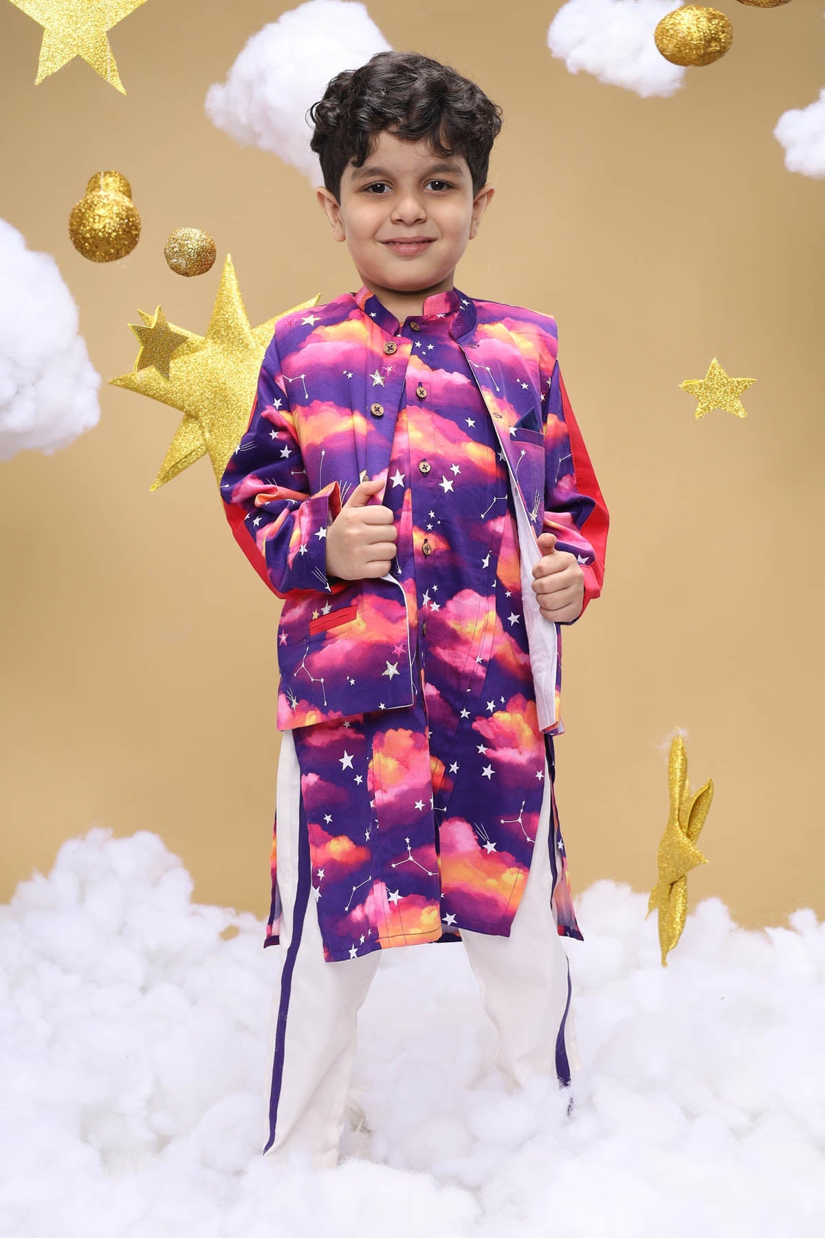 Designer Little Shiro Purple Printed Bandi Set For Kids Available online at ScrollnShops