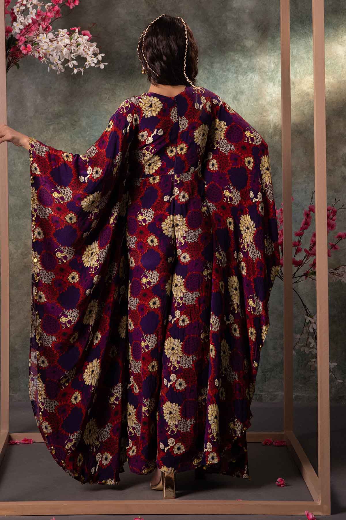 Purple Printed Kaftan Jumpsuit