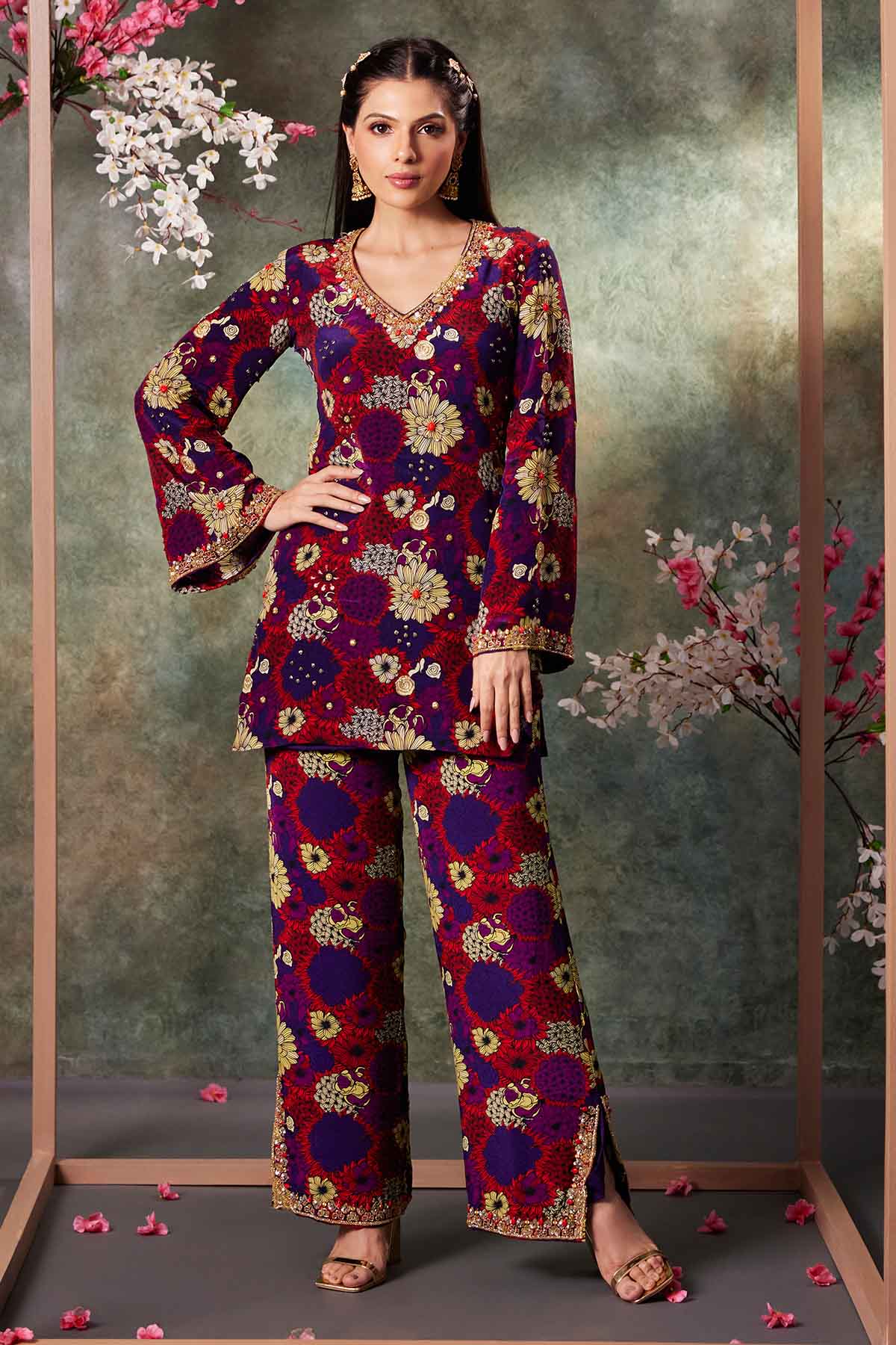 Buy Purple Printed Kurta & Pants by Mehak Murpana for women online at ScrollnShops