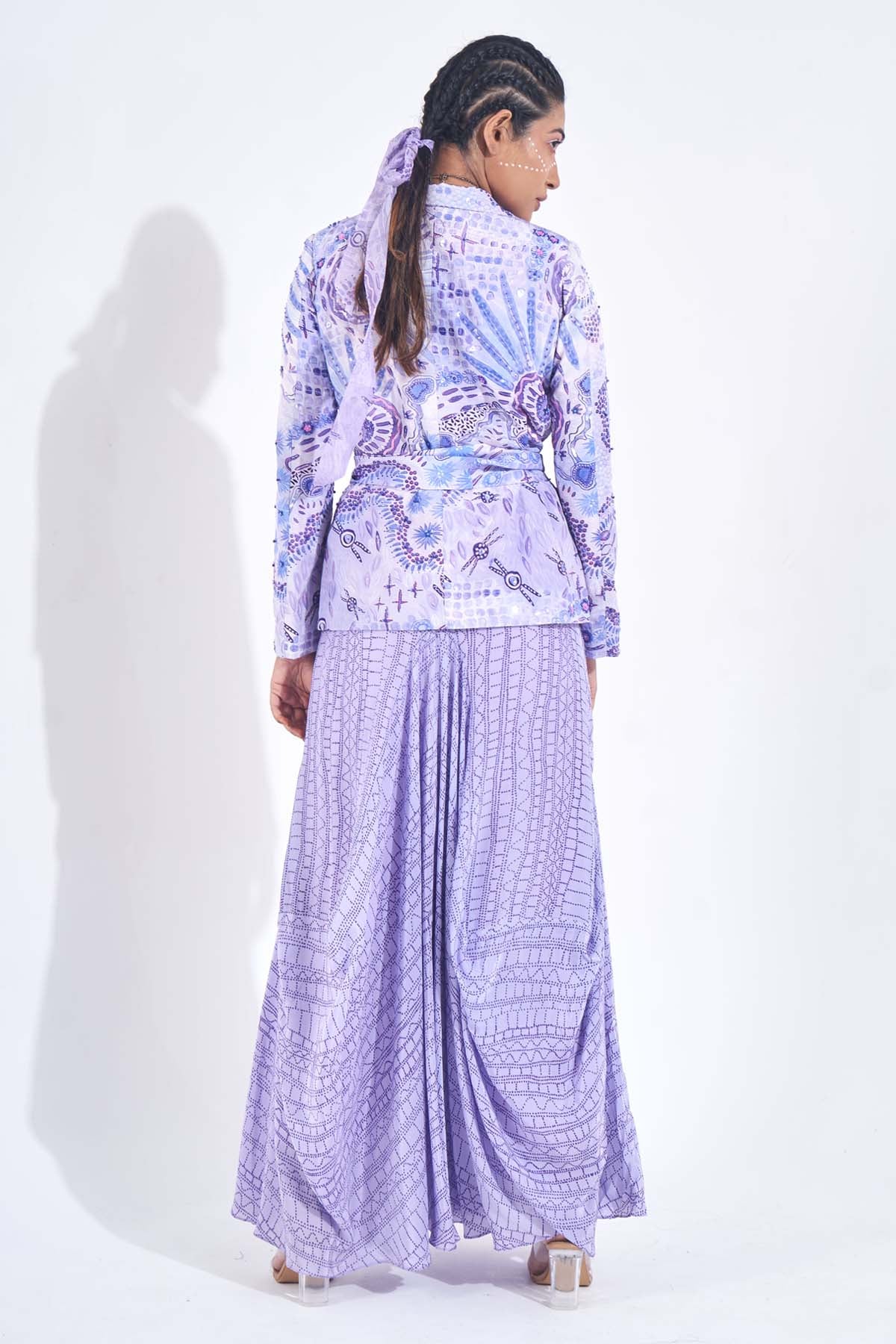 Purple Printed Pocket Skirt