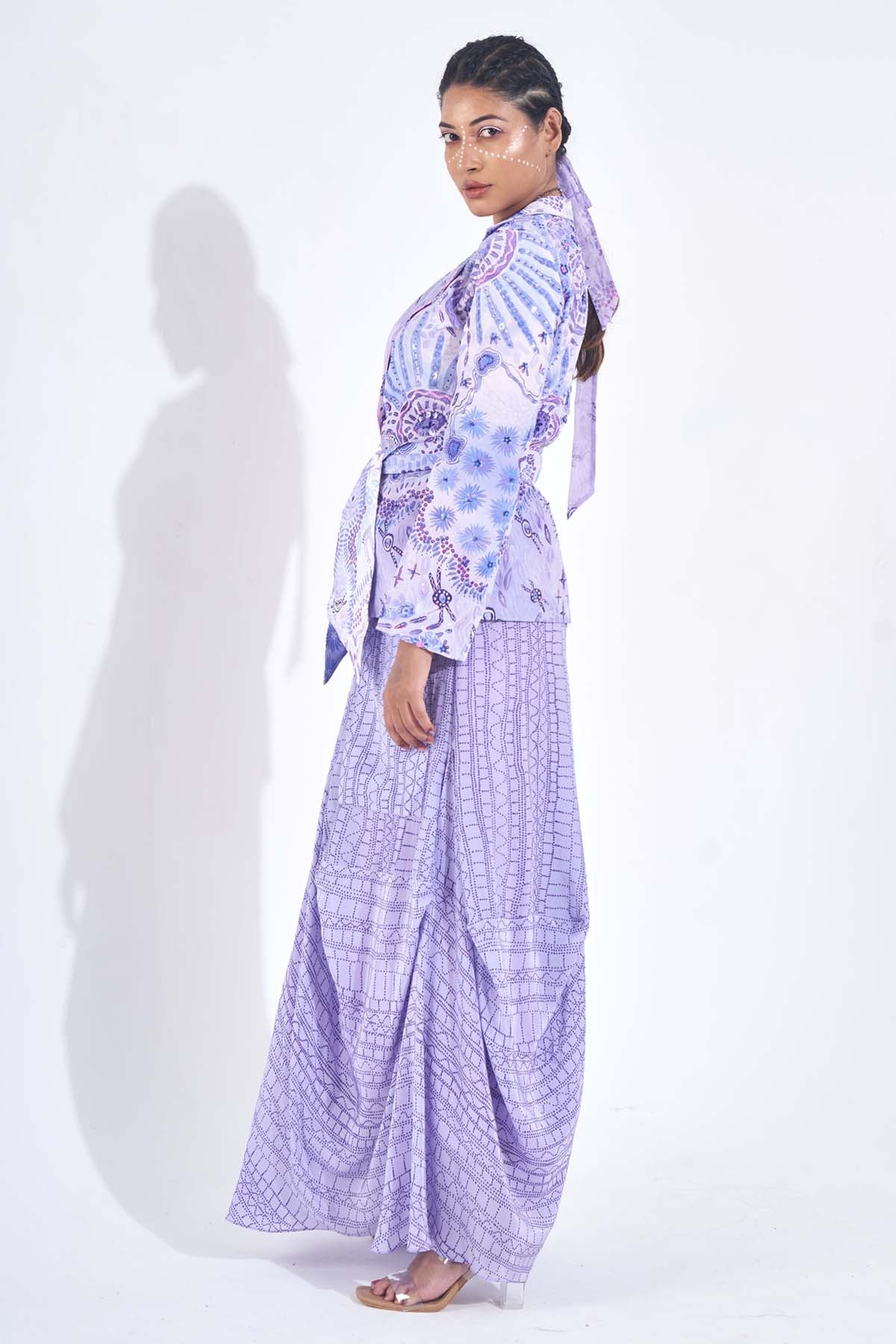 Purple Printed Pocket Skirt