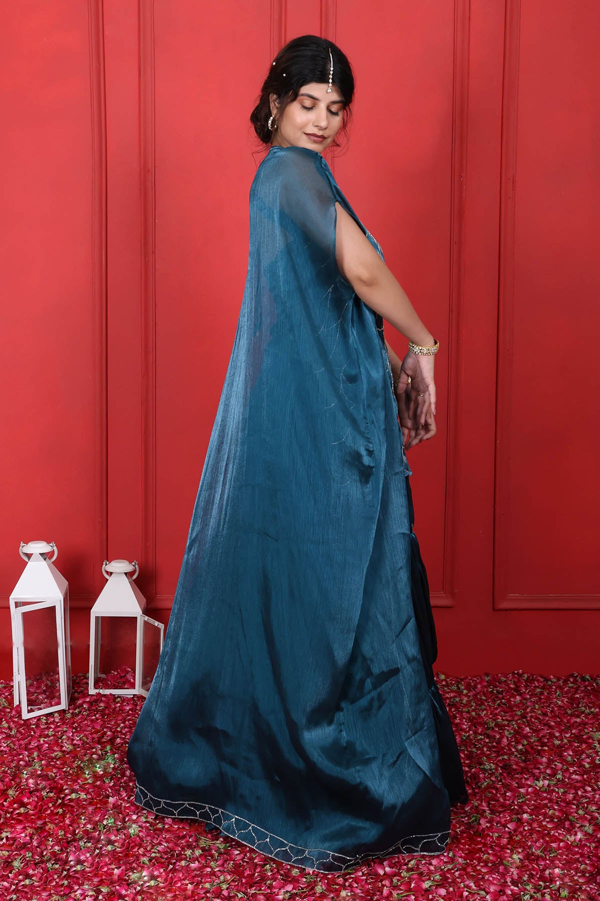 Purple Puff Sleeves Lehenga Set