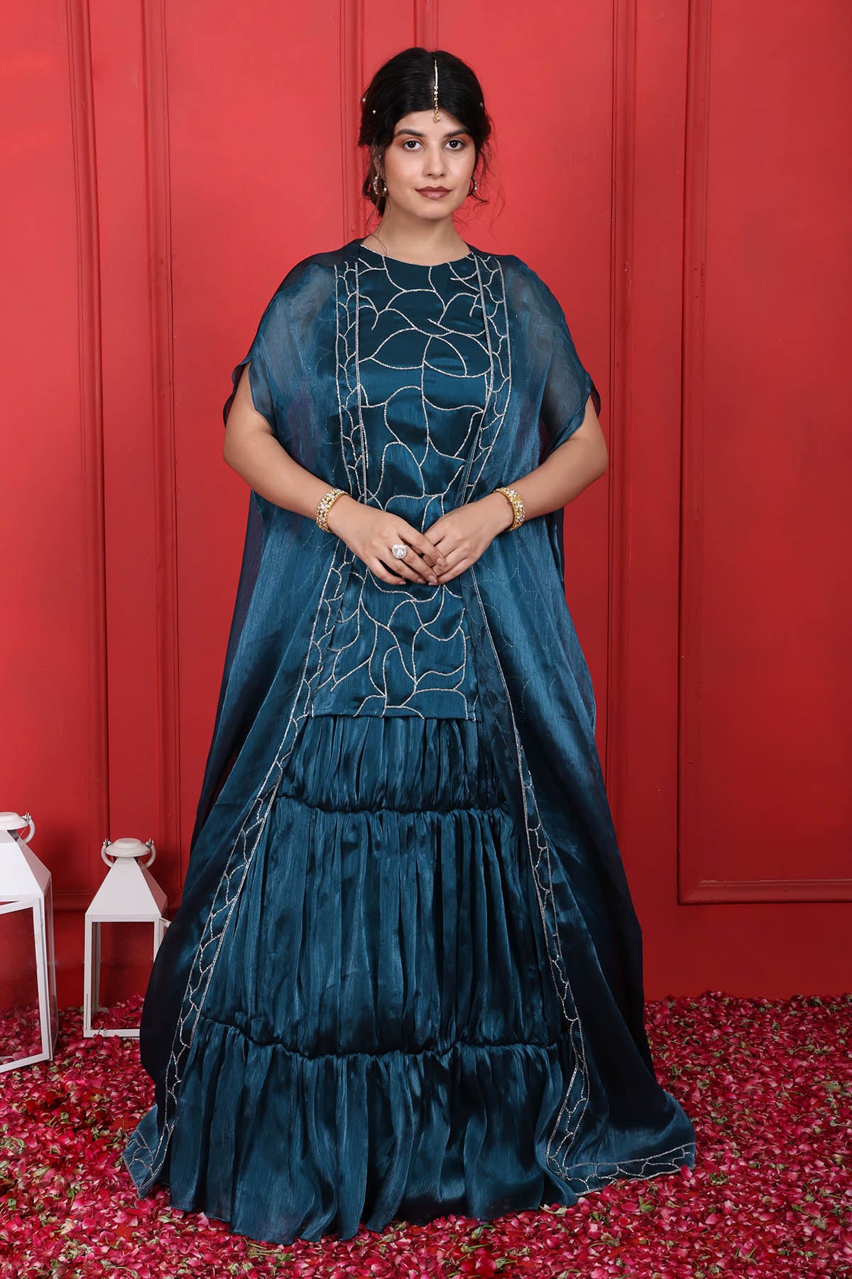 Purple Puff Sleeves Lehenga Set