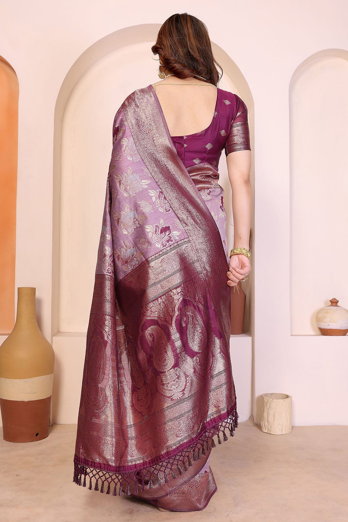 Purple Pure Cotton Weave Saree