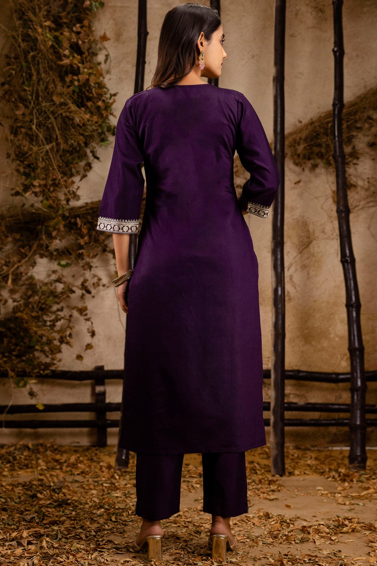 Purple Rayon Straight Kurta Set