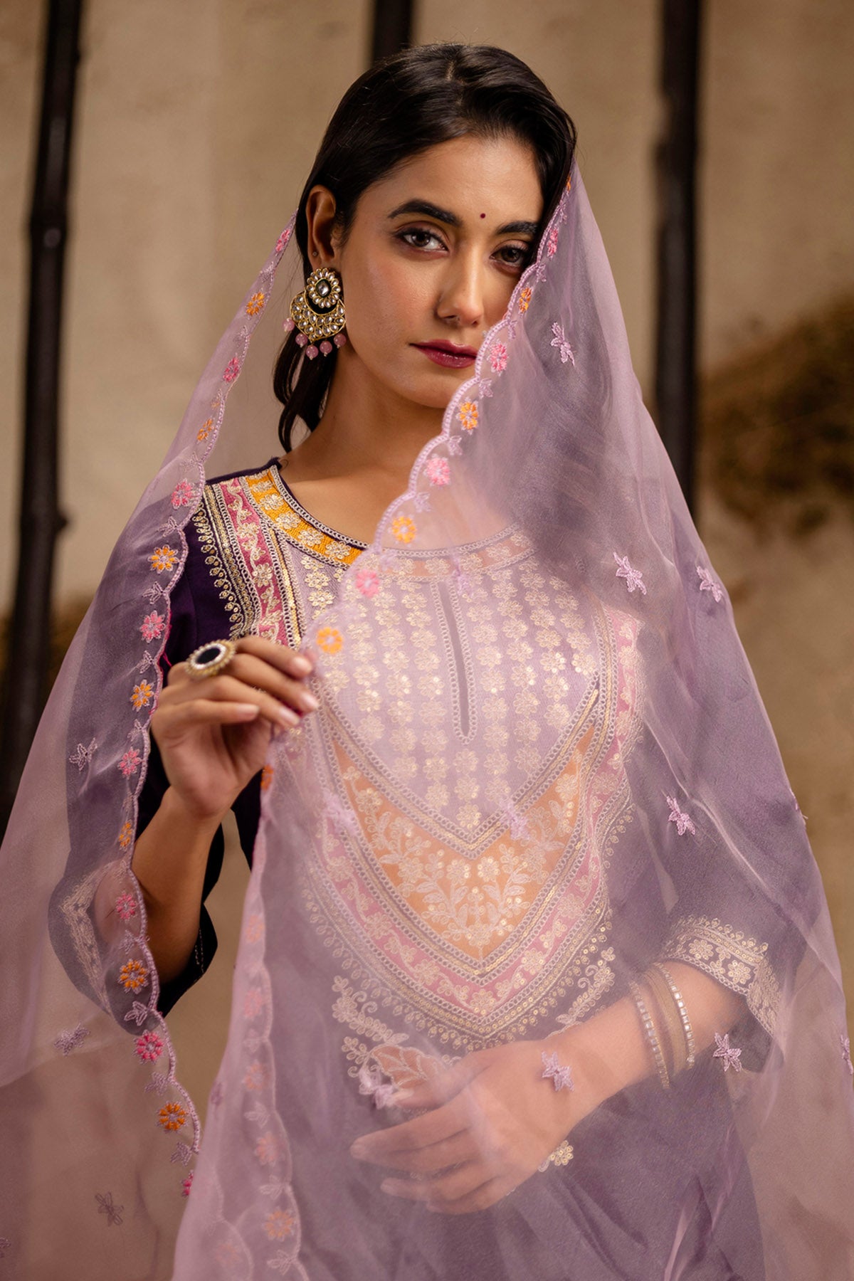 Purple Rayon Straight Kurta Set