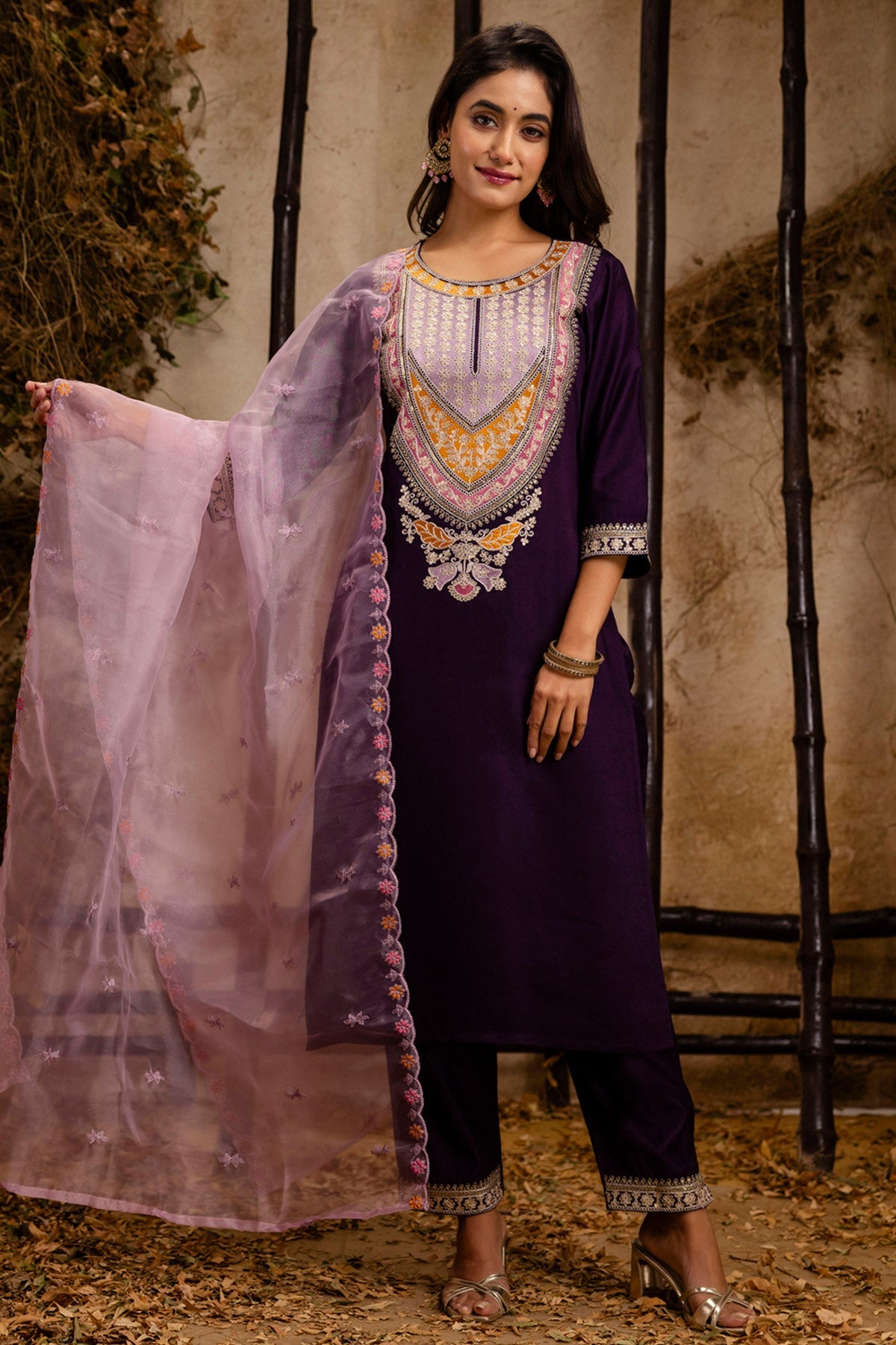 Buy Purple Rayon Straight Kurta Set for women by Aastha Fashion online available at scrollnshops