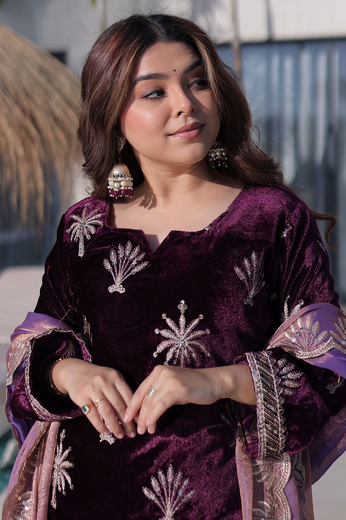 Purple Rich Zari Work Kurta Set