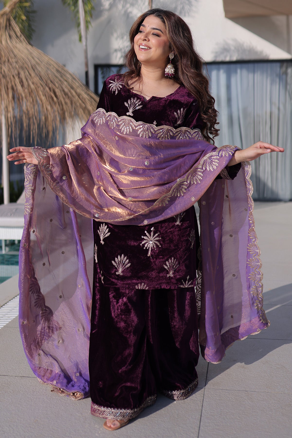 Purple Rich Zari Work Kurta Set