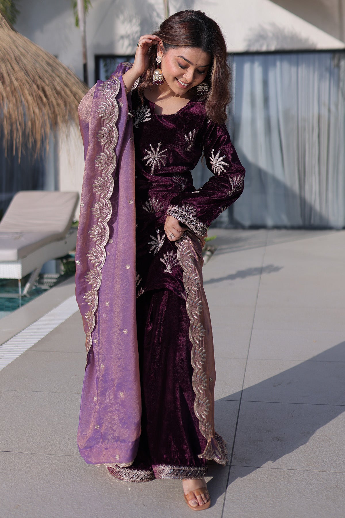 Purple Rich Zari Work Kurta Set