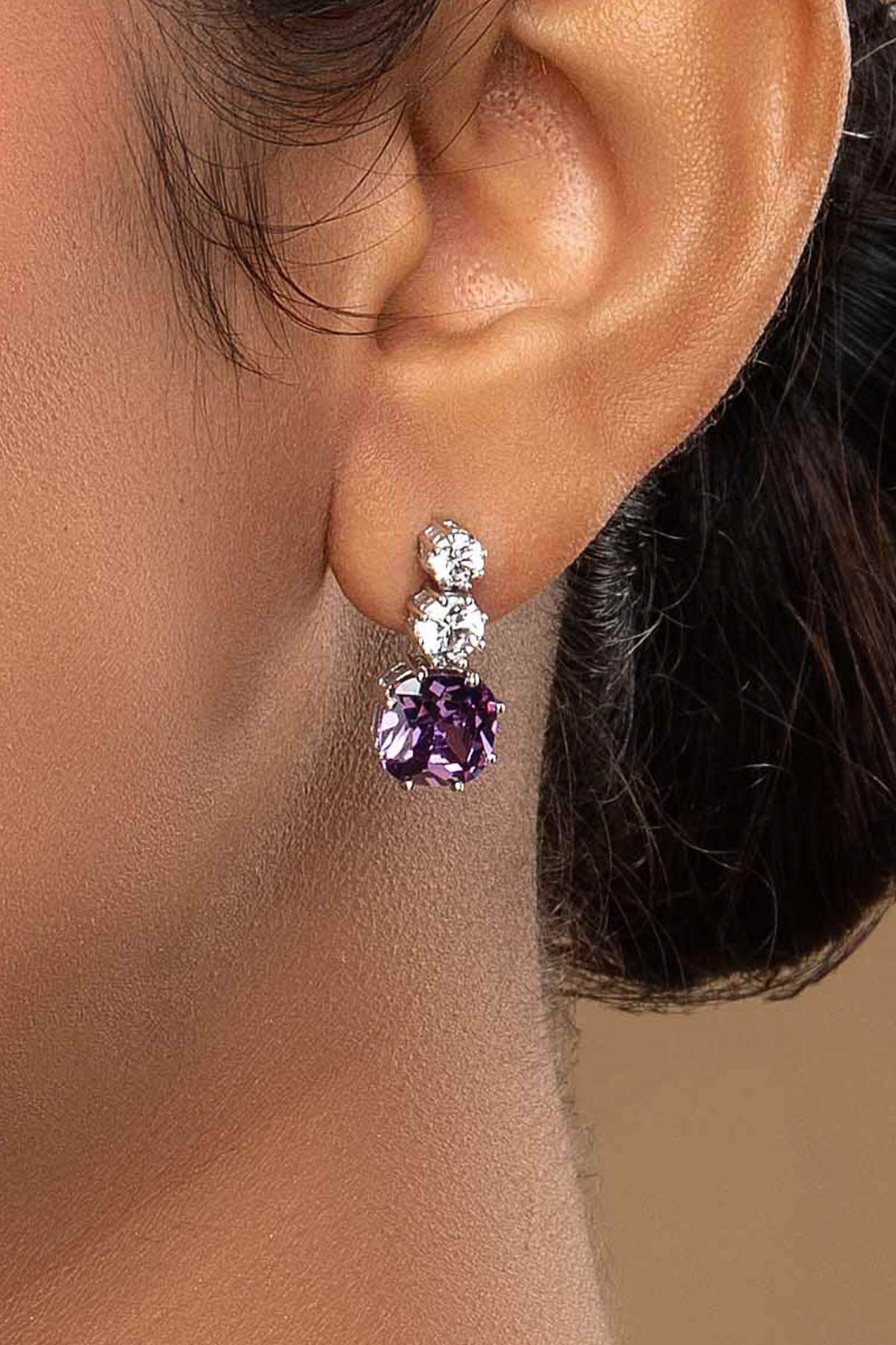 Buy Purple Round Diamond Earrings for women by Sica online available at scrollnshops